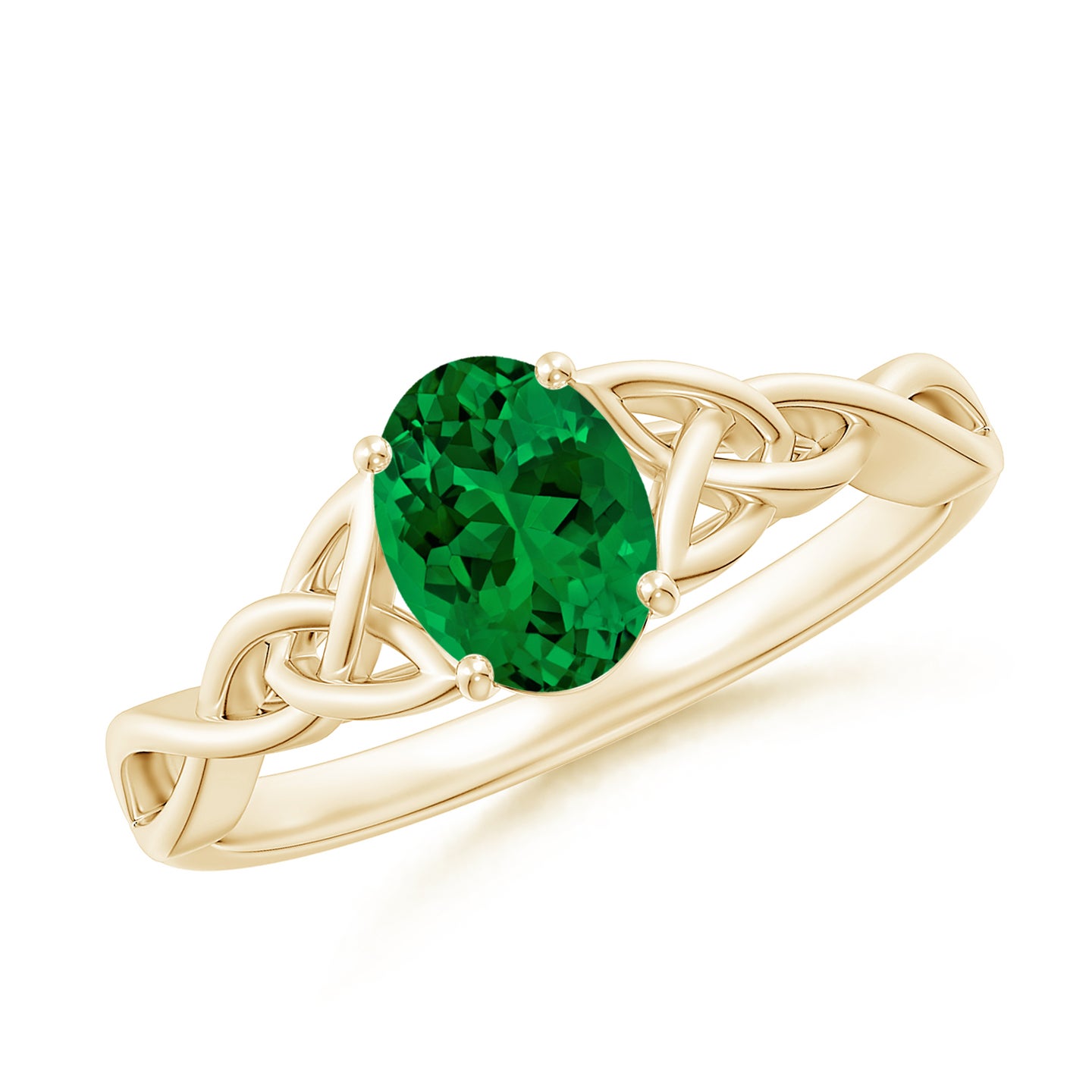 Lab-Grown Oval Emerald Celtic Knot Engagement Ring Lab-Grown Oval Emerald Celtic Knot Engagement Ring