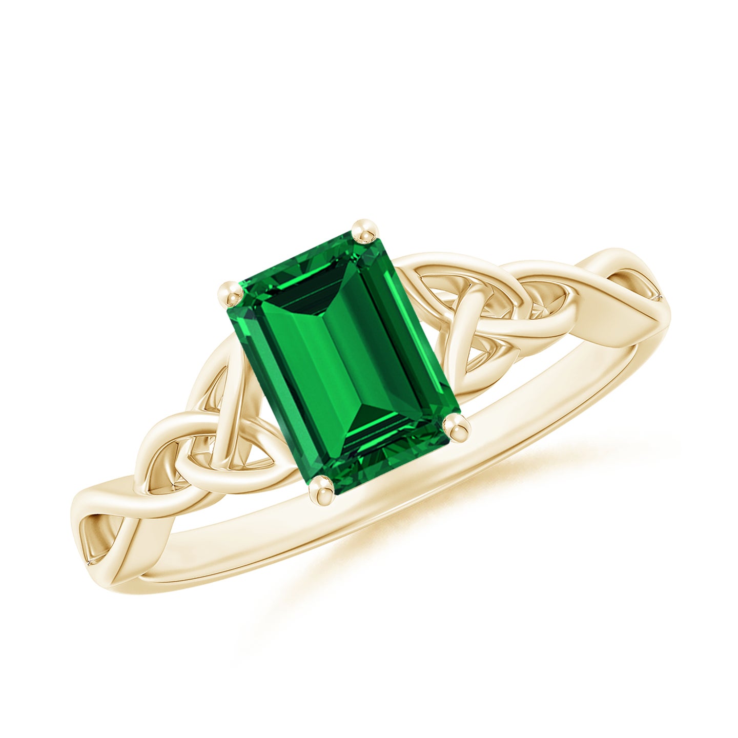 Lab-Grown Emerald-Cut Emerald Celtic Knot Engagement Ring Lab-Grown Emerald-Cut Emerald Celtic Knot Engagement Ring