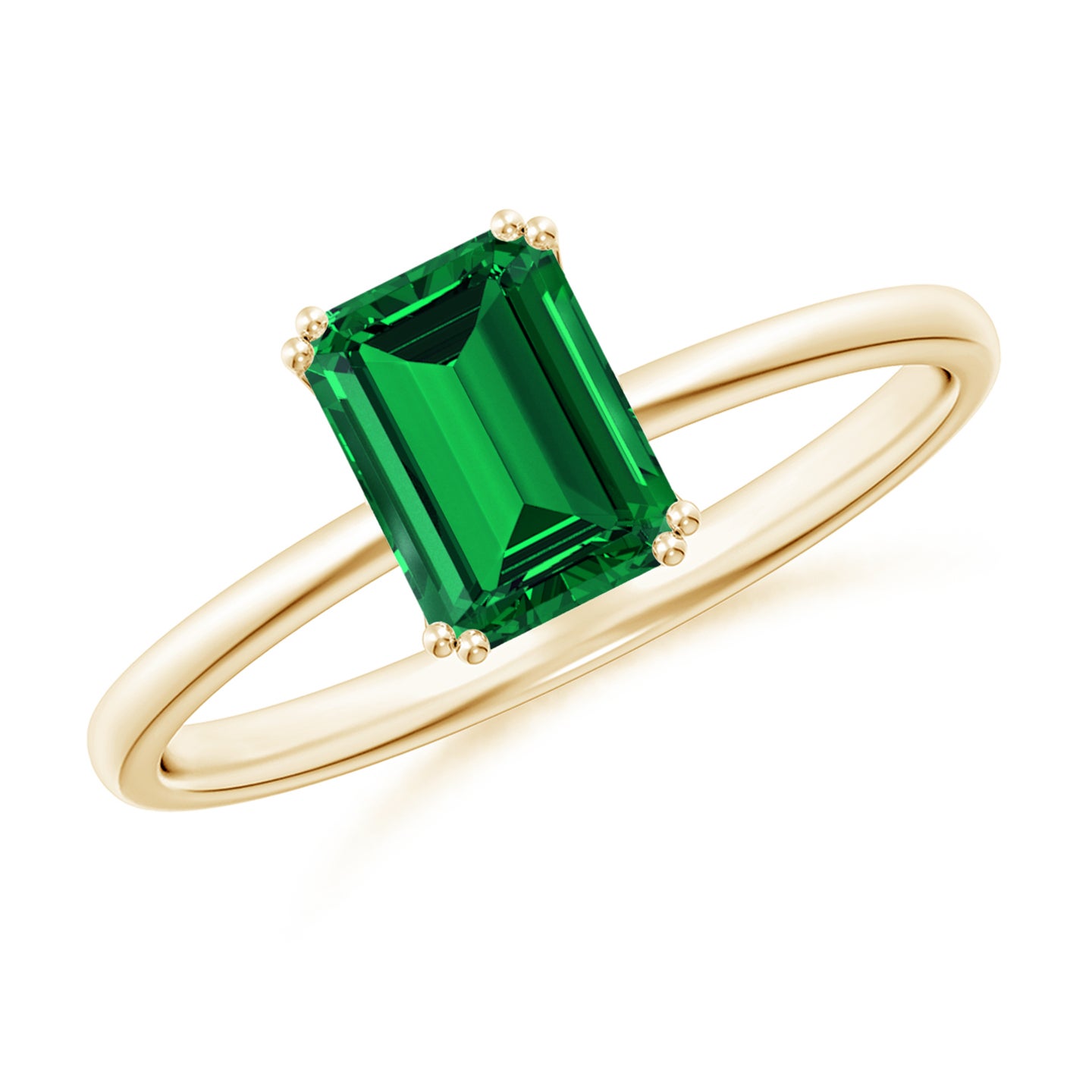 Double Prong-Set Emerald-Cut Lab-Grown Emerald Solitaire Classic Engagement Ring Double Prong-Set Emerald-Cut Lab-Grown Emerald Solitaire Classic Engagement Ring