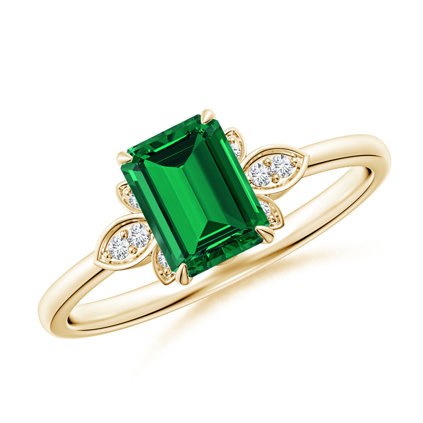 Lab-Grown Nature-Inspired Emerald-Cut Emerald Engagement Ring Lab-Grown Nature-Inspired Emerald-Cut Emerald Engagement Ring