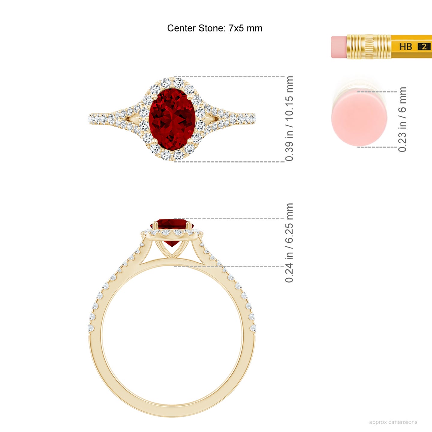 Lab-Grown Oval Ruby Halo Split Shank Engagement Ring