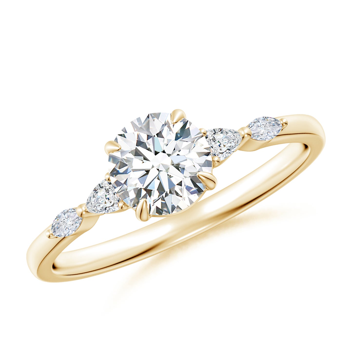 Claw-Set Round Lab-Grown Diamond Side Stone Engagement Ring