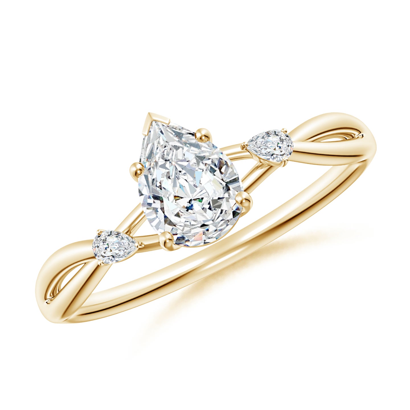 Lab-Grown Nature Inspired Pear Diamond Side Stone Engagement Ring
