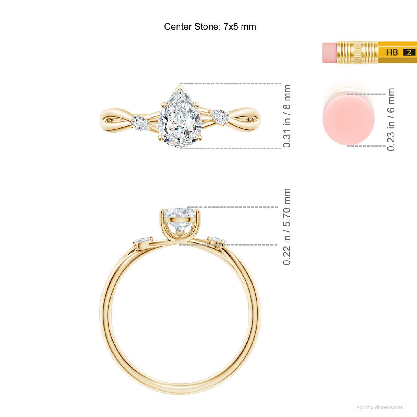 Lab-Grown Nature Inspired Pear Diamond Side Stone Engagement Ring