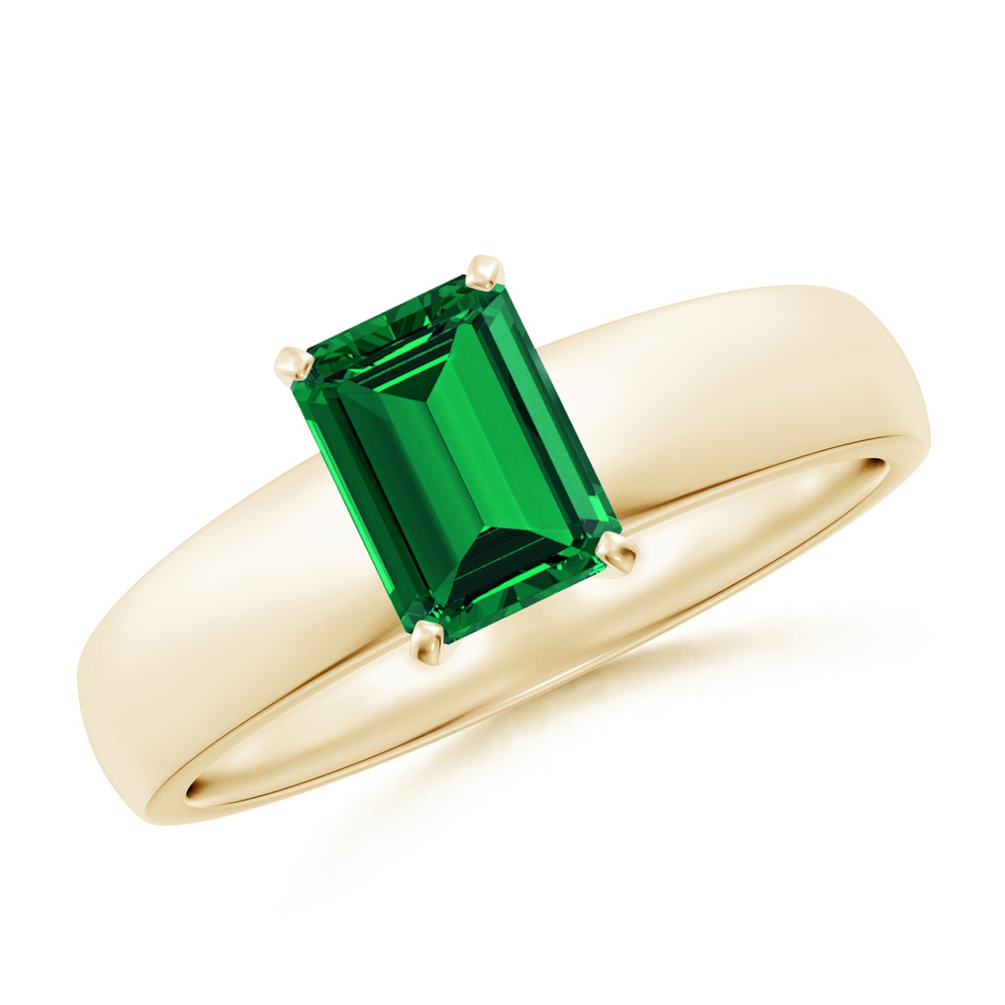 Lab-Grown Prong-Set Emerald-Cut Emerald Solitaire Engagement Ring Lab-Grown Prong-Set Emerald-Cut Emerald Solitaire Engagement Ring