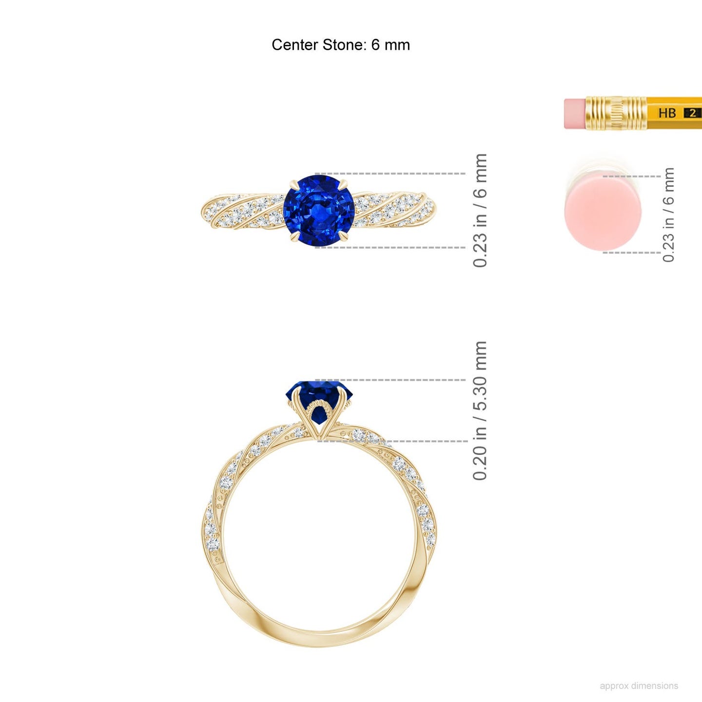 Round Lab-Grown Blue Sapphire Twisted Rope Shank Engagement Ring