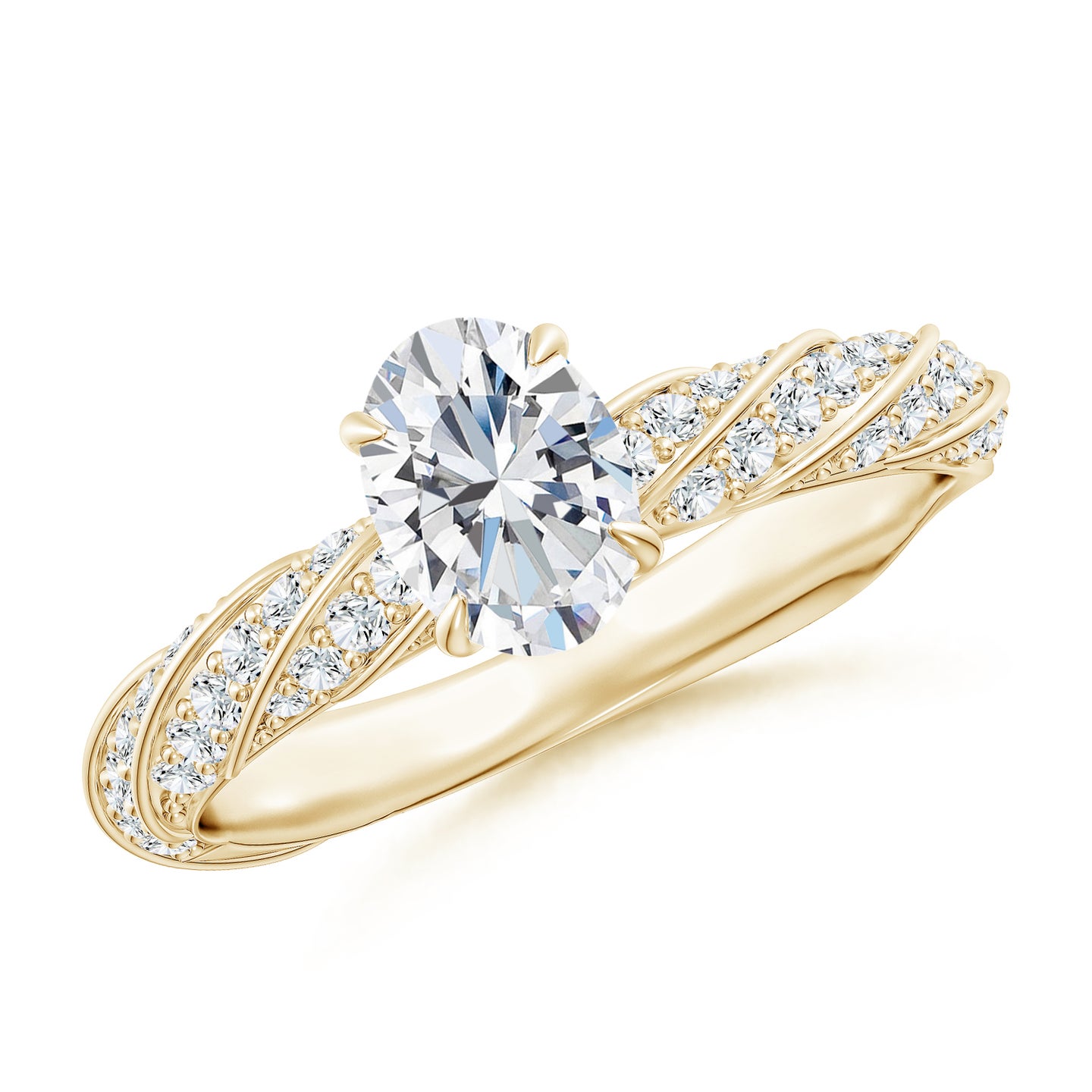 Oval Lab-Grown Diamond Twisted Rope Shank Engagement Ring