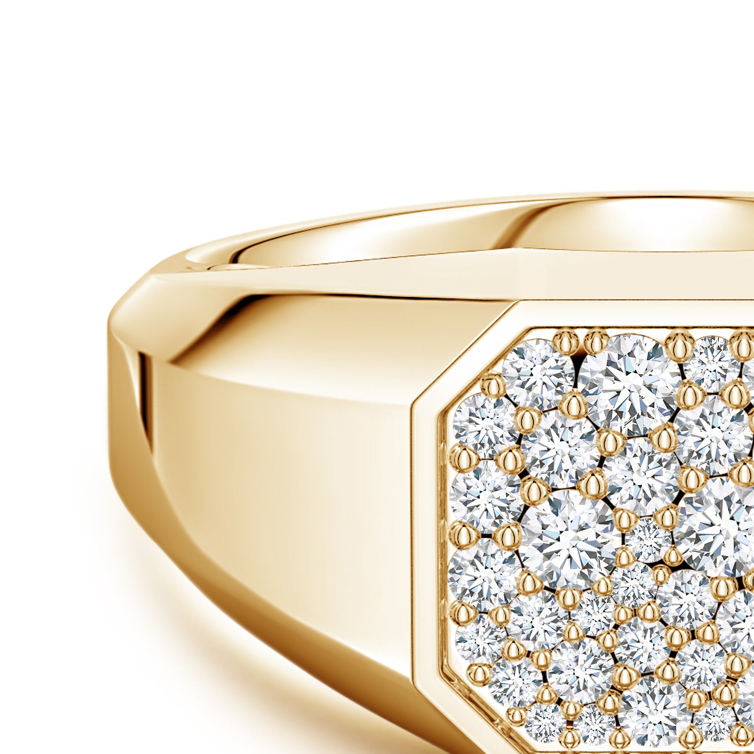 Pave-Set Lab-Grown Diamond Men's Octagon Signet Ring | Angara India