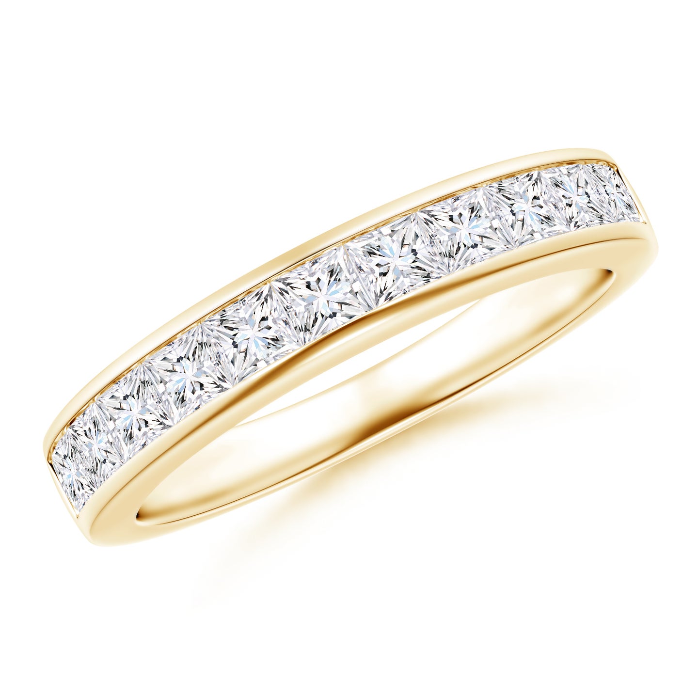 Lab-Grown Channel-Set Princess-Cut Diamond Half Eternity Wedding Ring