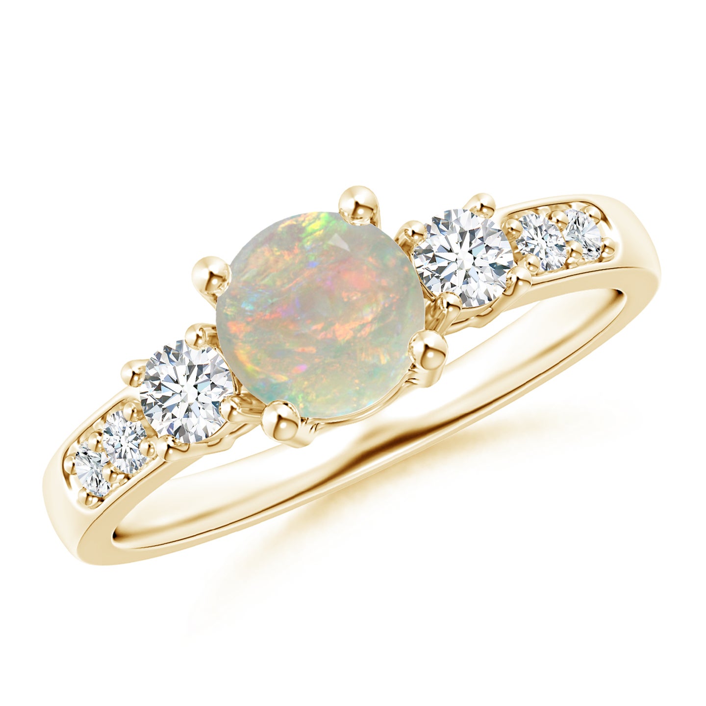 Three Stone Opal and Diamond Ring