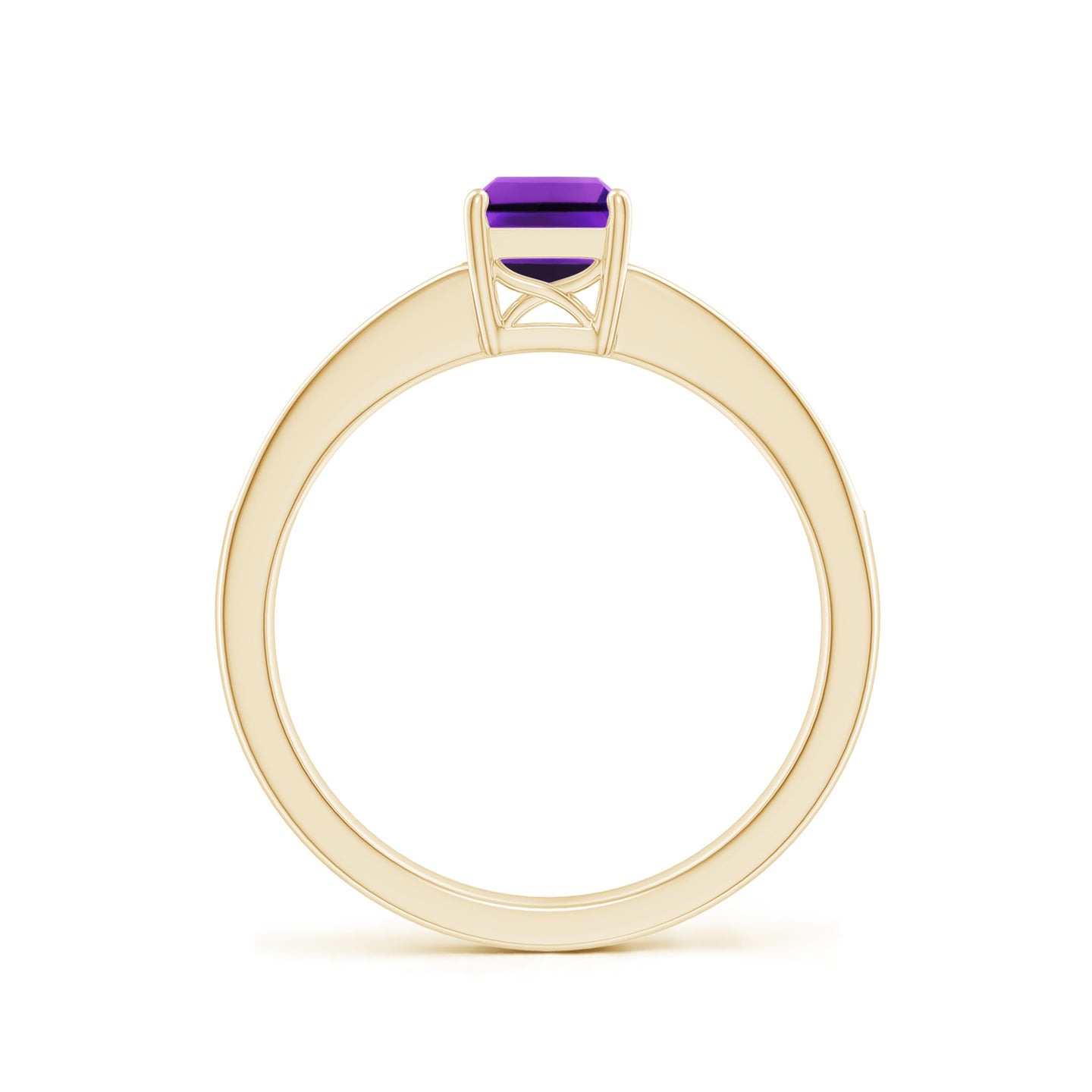 7x5mm AAAA Octagonal Amethyst Cocktail Ring with Diamonds in Yellow Gold