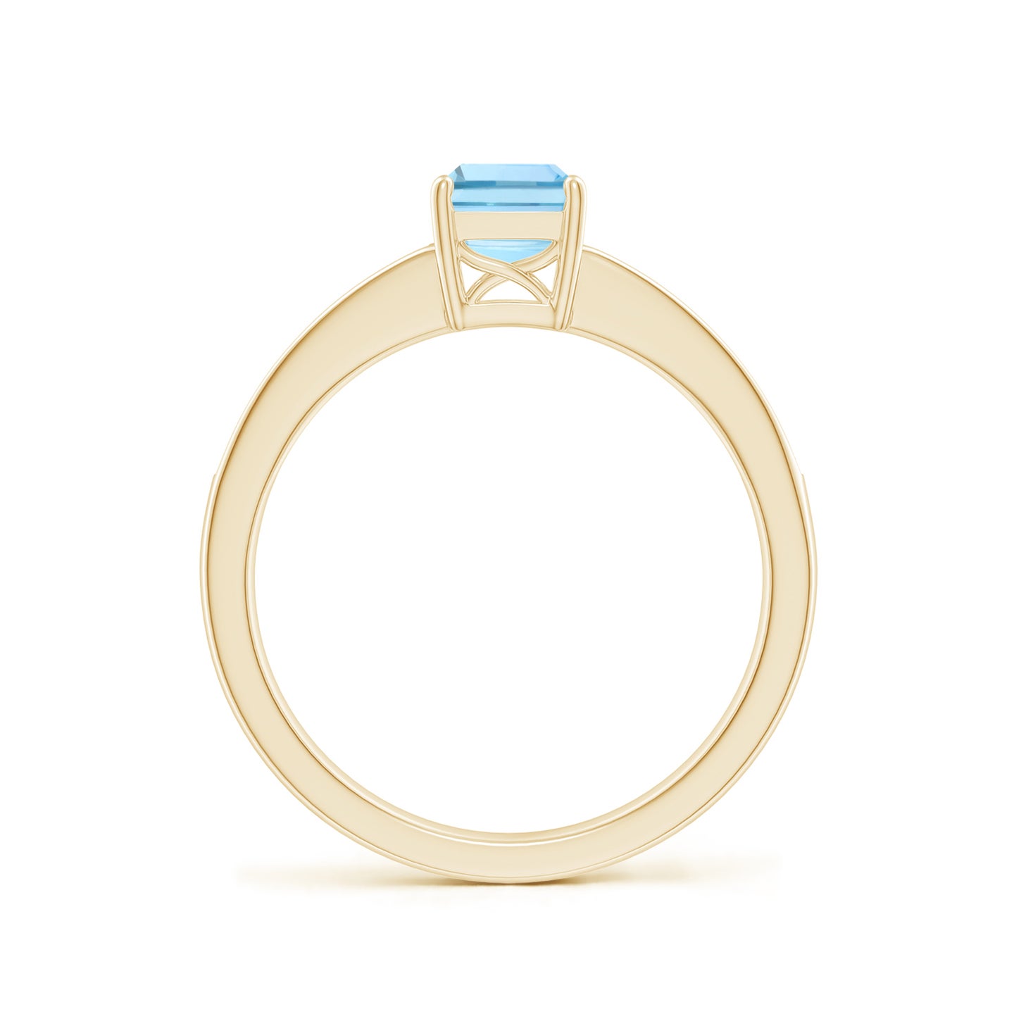 7x5mm AAAA Octagonal Aquamarine Cocktail Ring with Diamonds in Yellow Gold