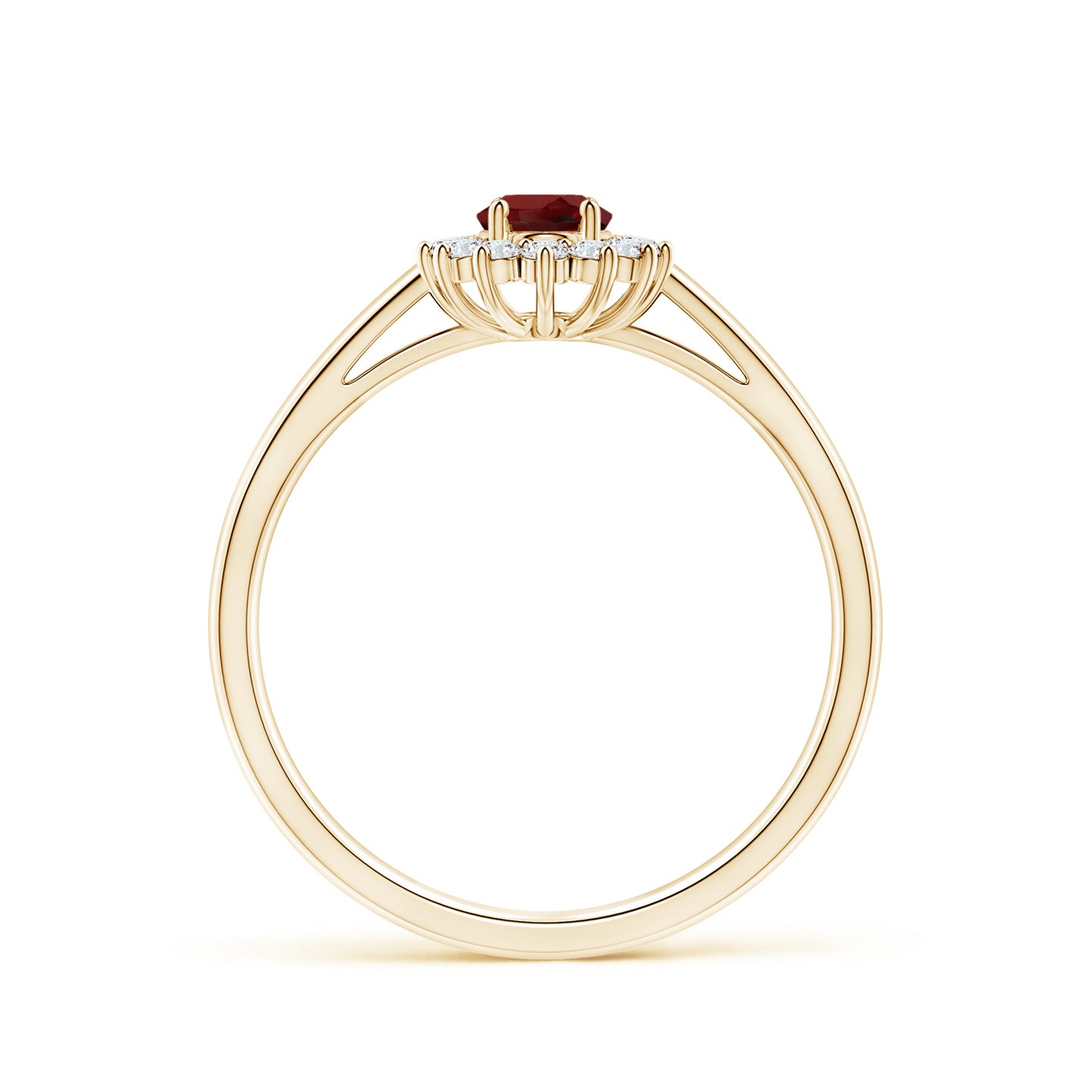 Princess Diana Inspired Garnet Ring with Diamond Halo