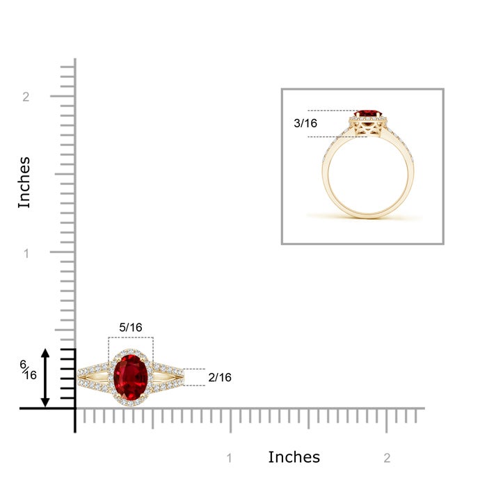 Oval Ruby Split Shank Halo Ring