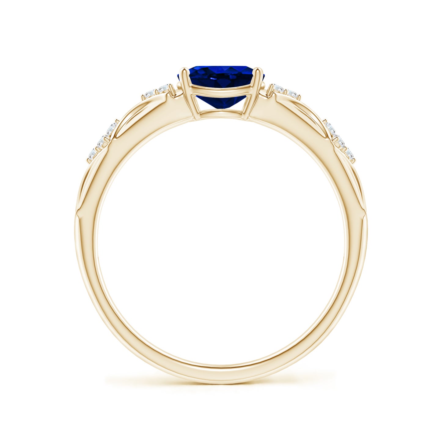 Lab-Grown Oval Blue Sapphire Vintage Style Ring with Diamond Accents