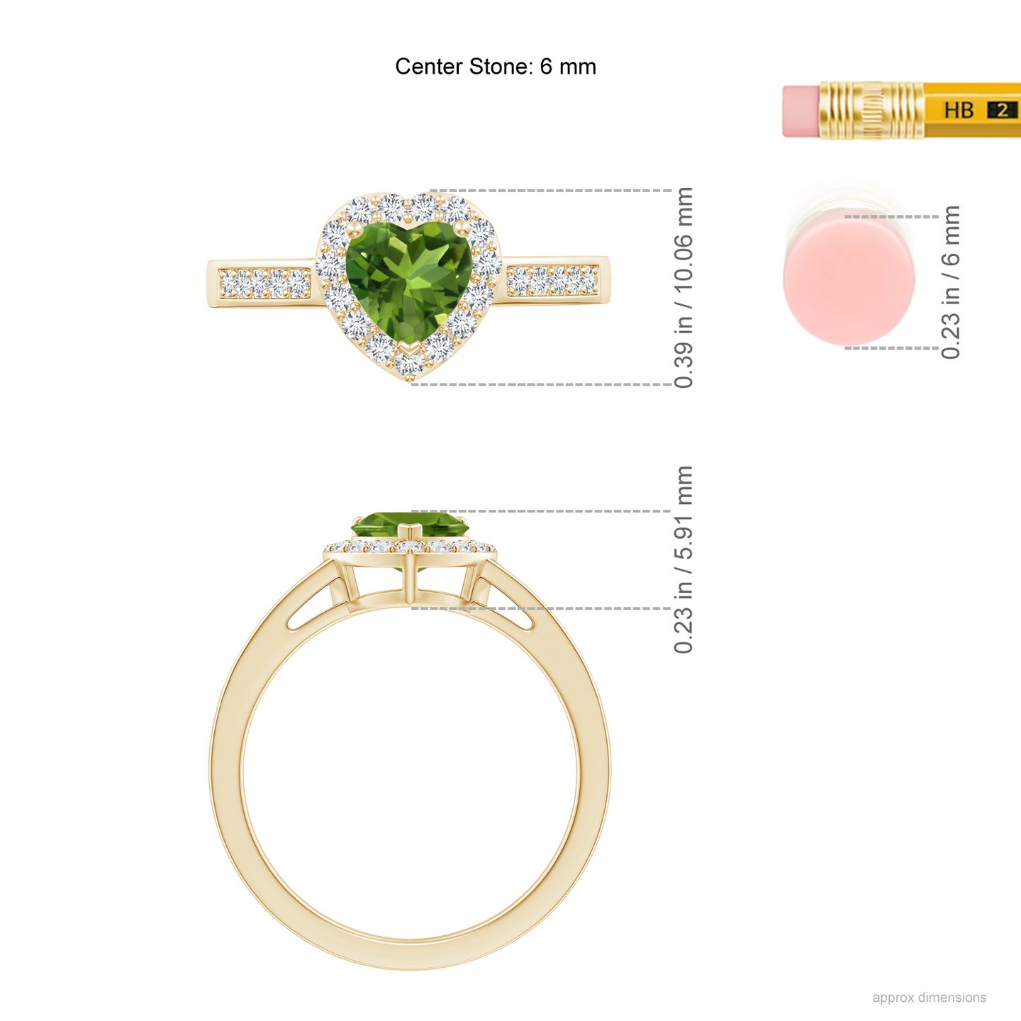 6mm AAAA Heart-Shaped Peridot Halo Ring with Diamond Accents in Yellow Gold