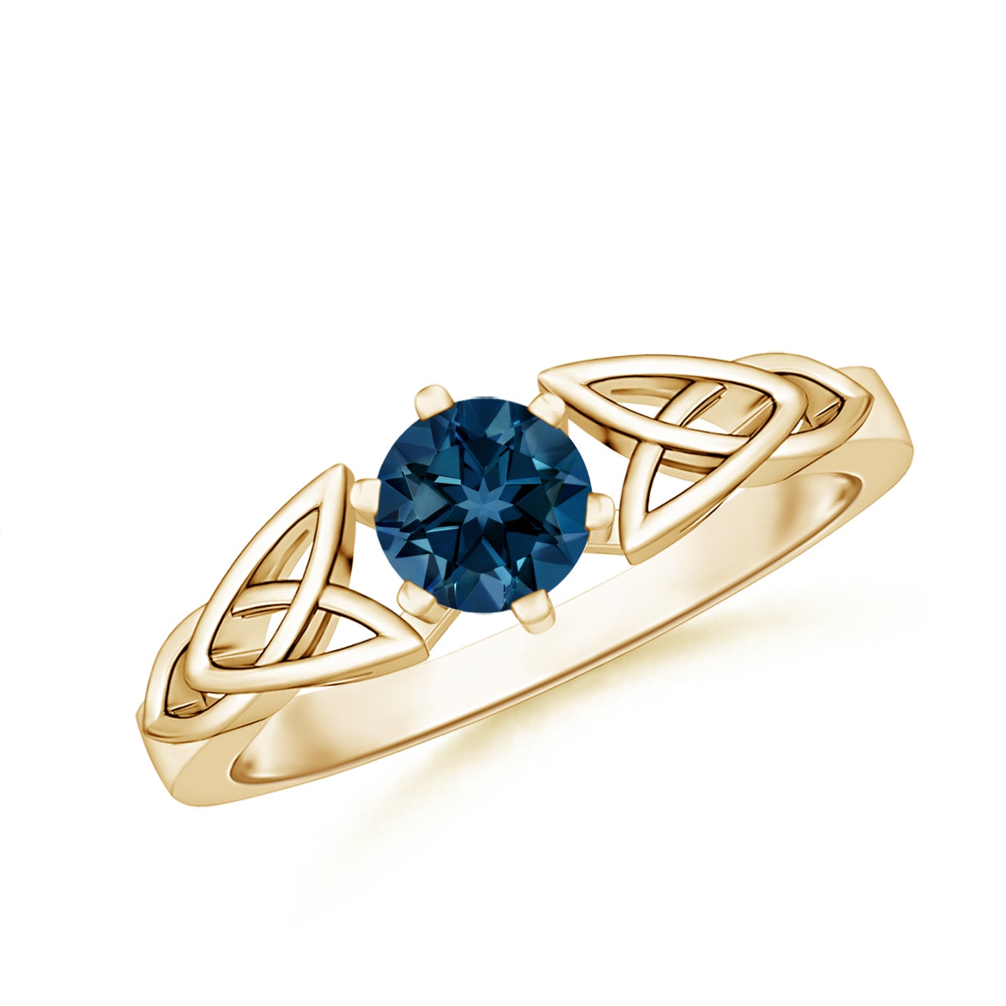 5mm AAAA Solitaire Round London Blue Topaz Celtic Knot Ring in Yellow Gold 5mm AAAA Solitaire Round London Blue Topaz Celtic Knot Ring in Yellow Gold