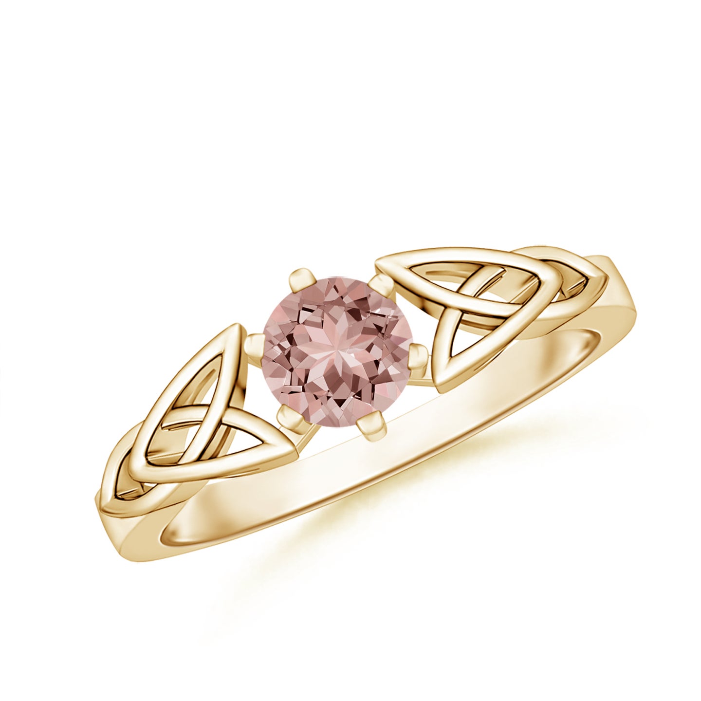 5mm AAAA Solitaire Round Morganite Celtic Knot Ring in Yellow Gold 5mm AAAA Solitaire Round Morganite Celtic Knot Ring in Yellow Gold