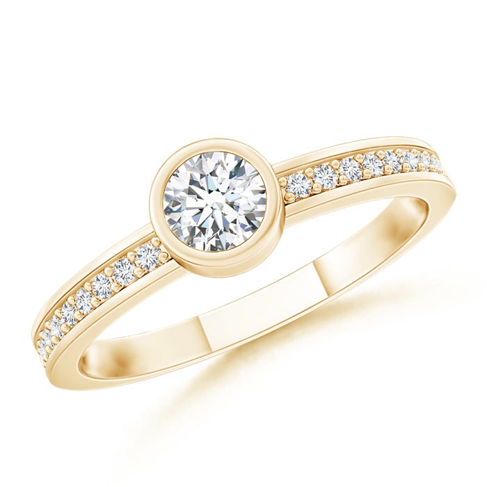 Bezel-Set Round Natural Diamond Stackable Ring