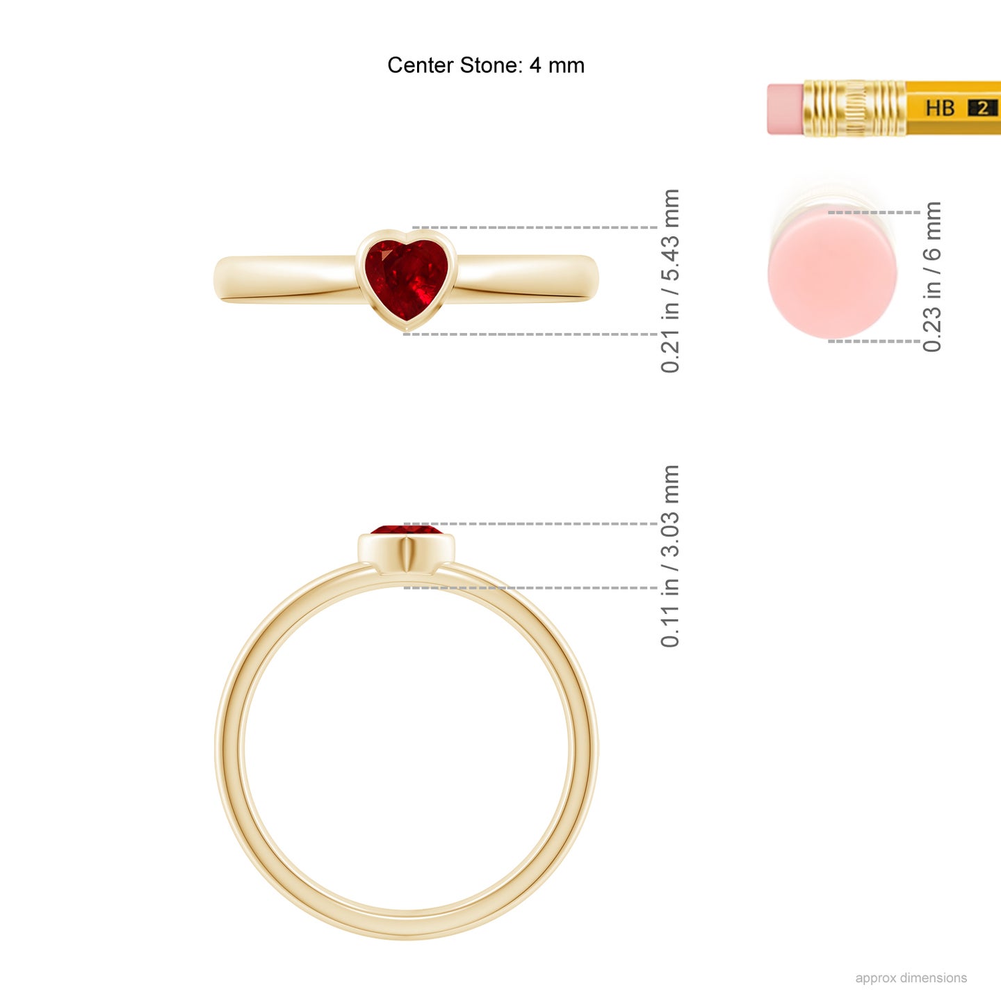 4mm AAAA Bezel-Set Solitaire Heart Ruby Promise Ring in Yellow Gold