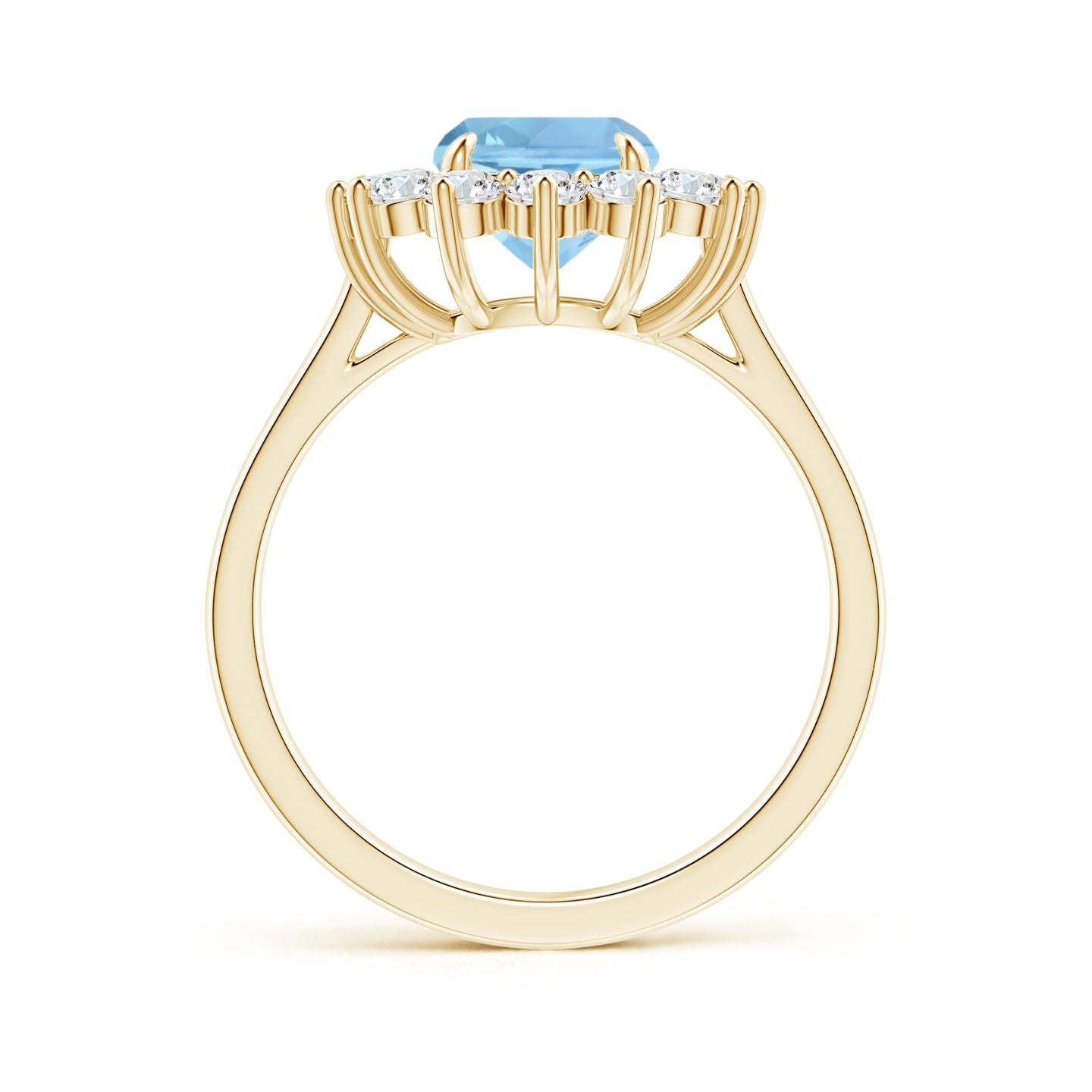9x7mm AAAA Rectangular Cushion Aquamarine Ring with Diamond Floral Halo in Yellow Gold 9x7mm AAAA Rectangular Cushion Aquamarine Ring with Diamond Floral Halo in Yellow Gold
