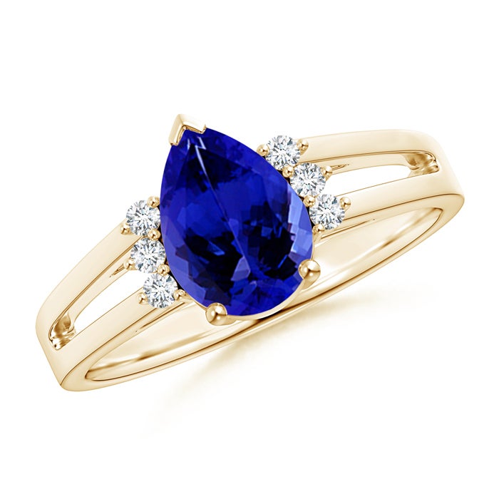 Pear Tanzanite Ring with Triple Diamond Accents