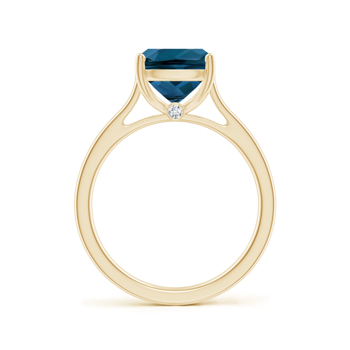 10x8mm AAAA Classic Cushion London Blue Topaz Solitaire Ring in Yellow Gold 10x8mm AAAA Classic Cushion London Blue Topaz Solitaire Ring in Yellow Gold