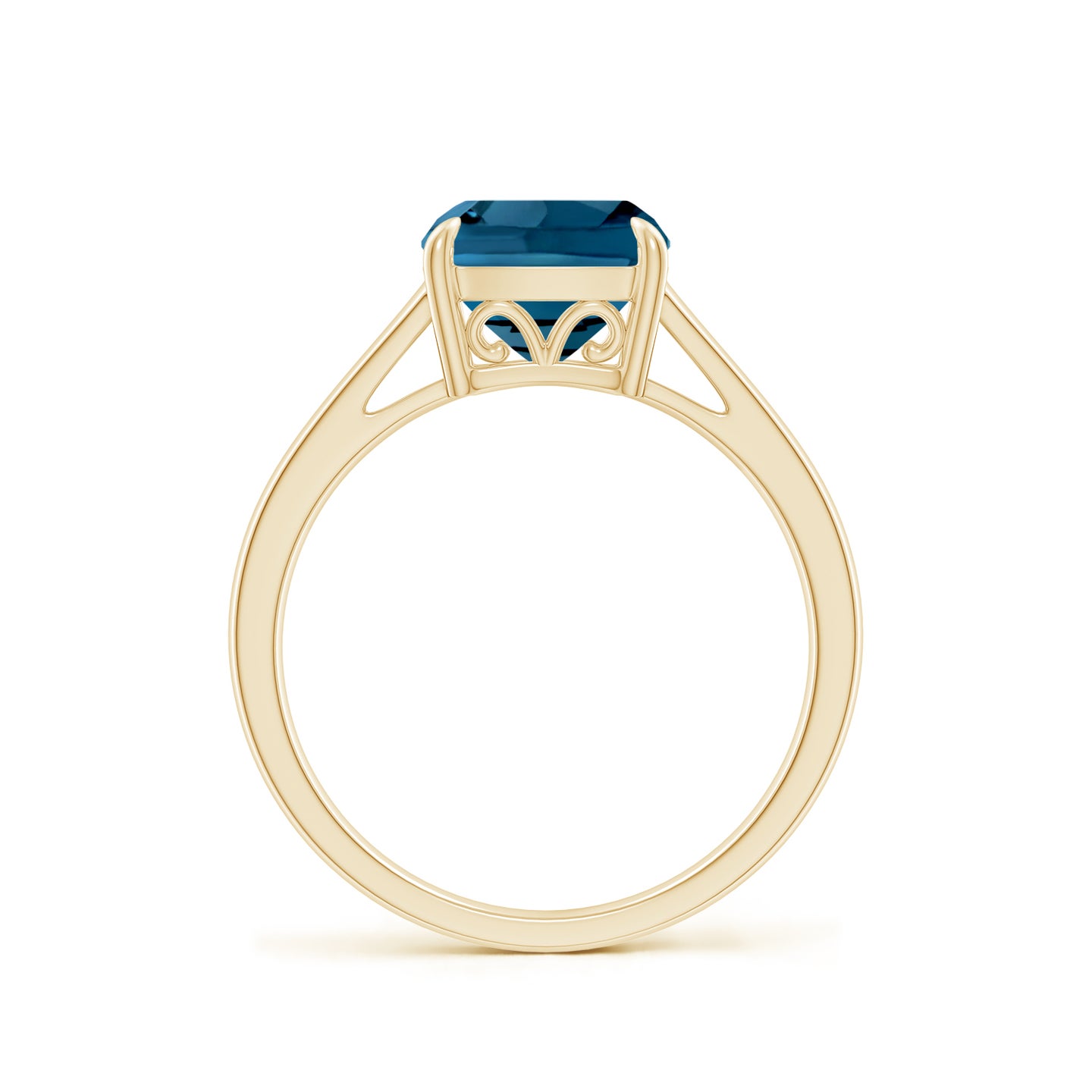 8mm AAAA Classic Solitaire Cushion London Blue Topaz Cocktail Ring in Yellow Gold 8mm AAAA Classic Solitaire Cushion London Blue Topaz Cocktail Ring in Yellow Gold