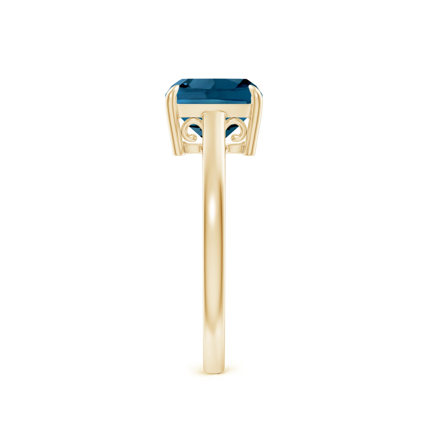 8mm AAAA Classic Solitaire Cushion London Blue Topaz Cocktail Ring in Yellow Gold 8mm AAAA Classic Solitaire Cushion London Blue Topaz Cocktail Ring in Yellow Gold