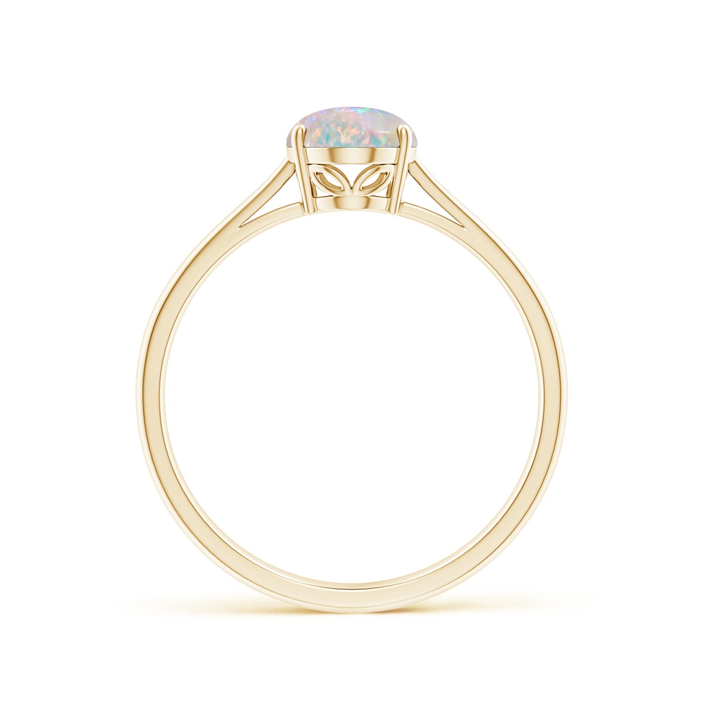 8x6mm AAAA Oval Solitaire Opal Cocktail Ring in Yellow Gold