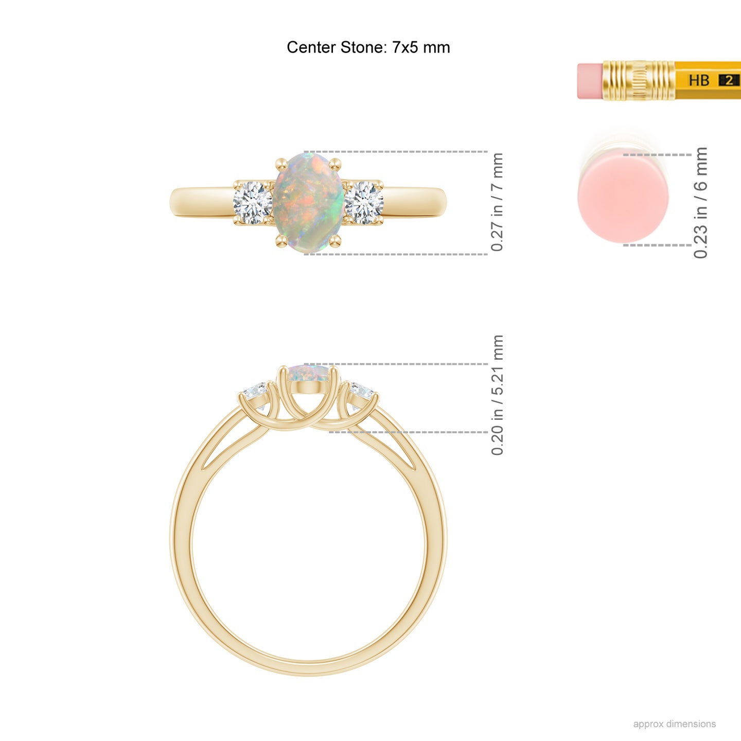 7x5mm AAAA Oval Opal Ring with Diamond Accents in Yellow Gold