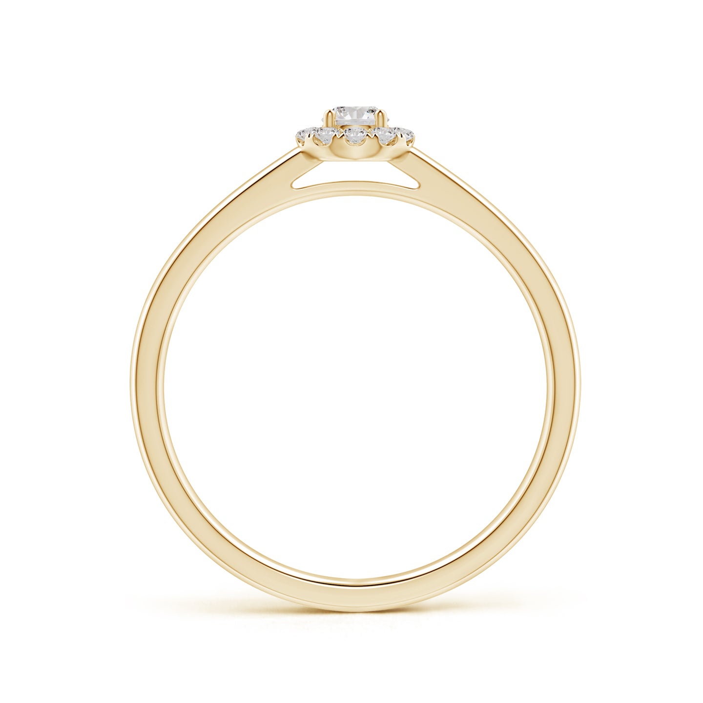 3mm IJI1I2 Floating Round Diamond Pear Halo Ring in Yellow Gold