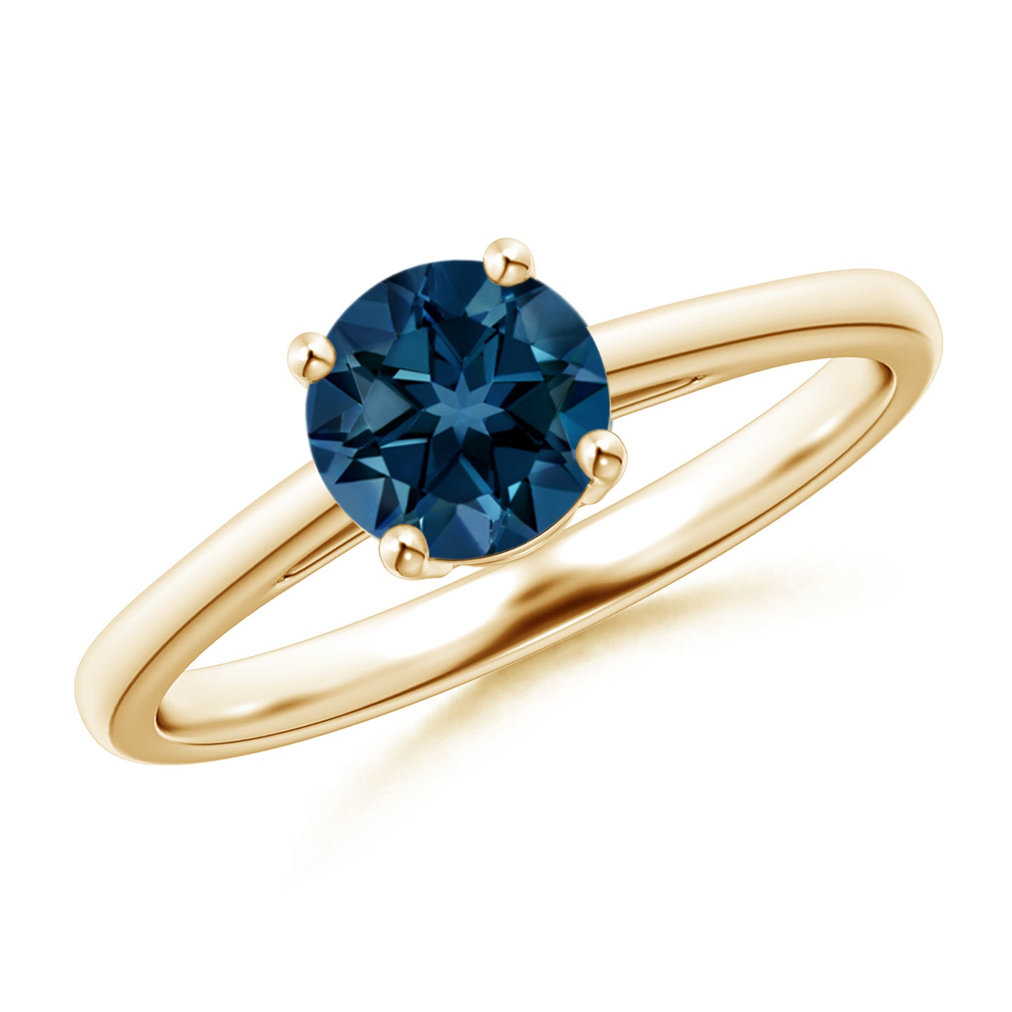 6mm AAAA Classic Prong-Set Round London Blue Topaz Solitaire Ring in Yellow Gold 6mm AAAA Classic Prong-Set Round London Blue Topaz Solitaire Ring in Yellow Gold