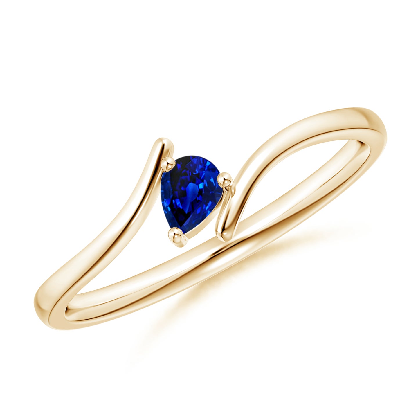 4x3mm AAAA Bypass Pear-Shaped Blue Sapphire Ring in Yellow Gold 4x3mm AAAA Bypass Pear-Shaped Blue Sapphire Ring in Yellow Gold