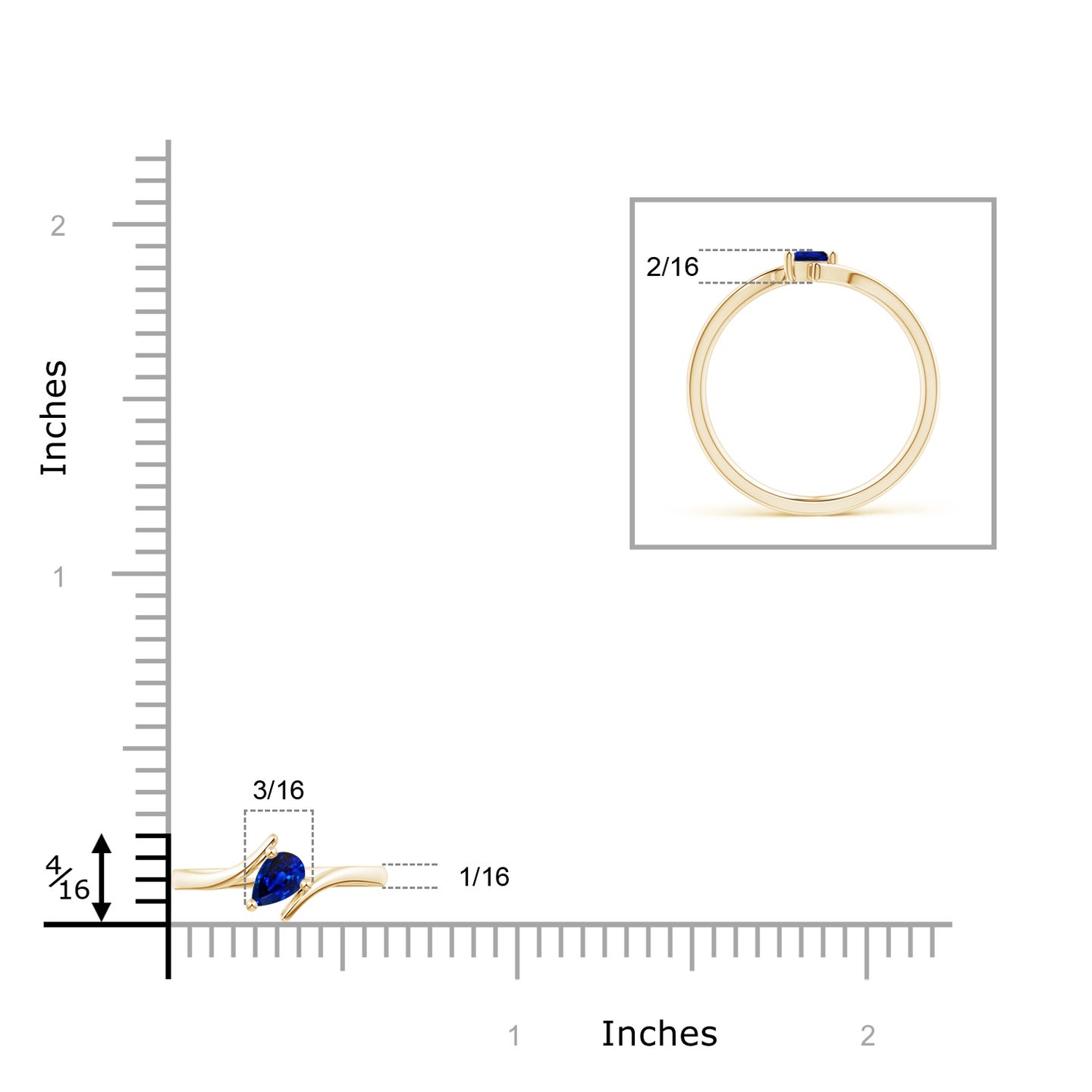 4x3mm AAAA Bypass Pear-Shaped Blue Sapphire Ring in Yellow Gold 4x3mm AAAA Bypass Pear-Shaped Blue Sapphire Ring in Yellow Gold
