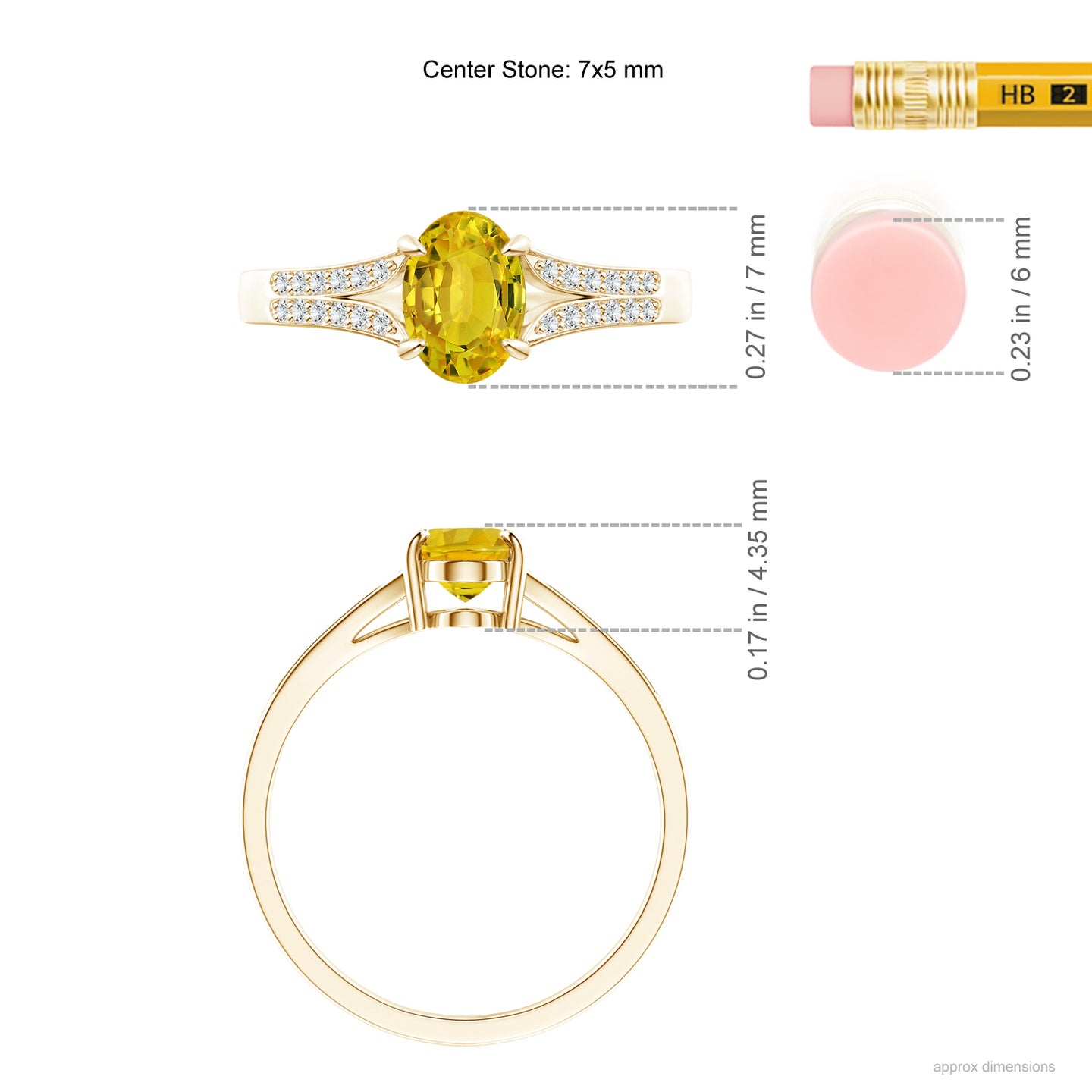 7x5mm AAAA Vintage Style Solitaire Oval Yellow Sapphire Split Shank Ring in Yellow Gold