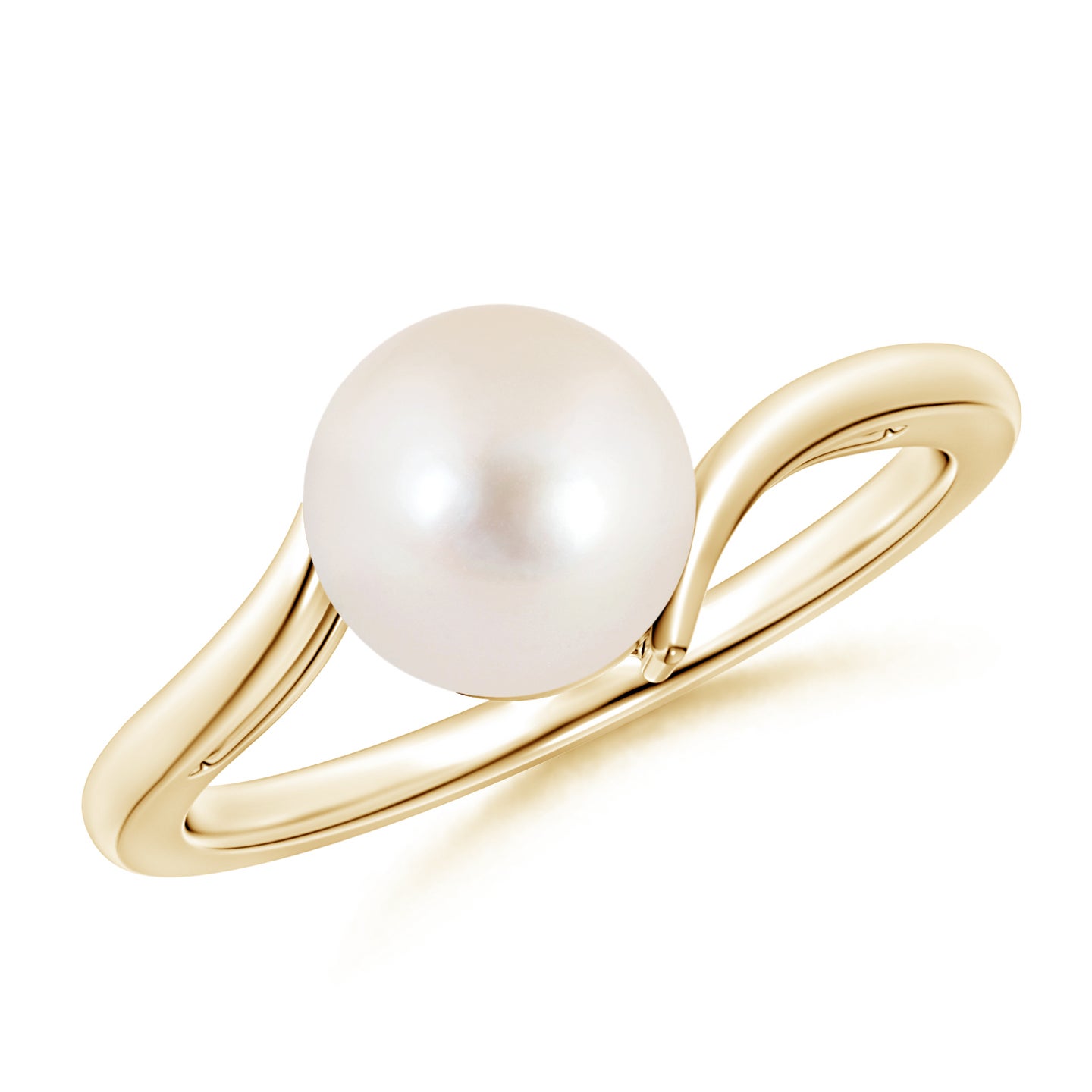 8mm AAAA Solitaire Freshwater Pearl Bypass Ring in Yellow Gold