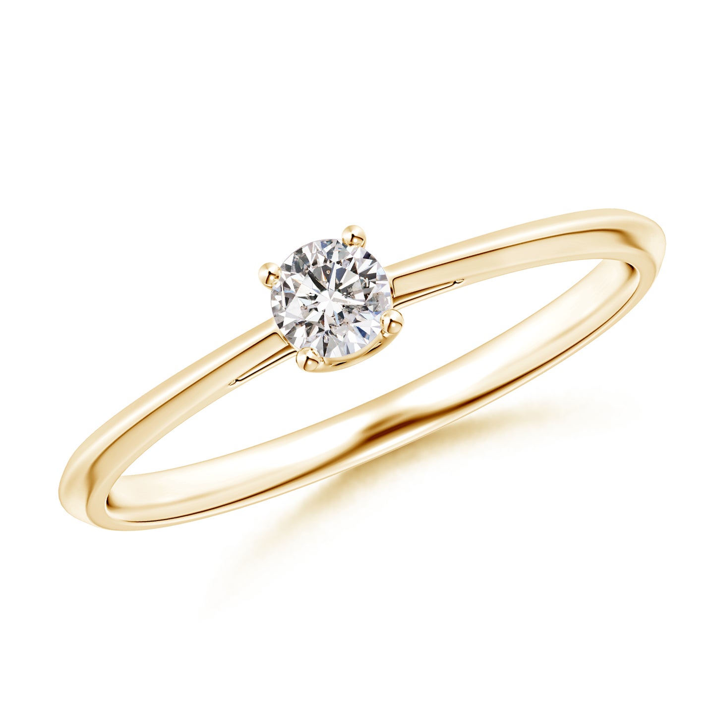3.4mm IJI1I2 Knife-Edged Classic Round Diamond Solitaire Ring in Yellow Gold 3.4mm IJI1I2 Knife-Edged Classic Round Diamond Solitaire Ring in Yellow Gold