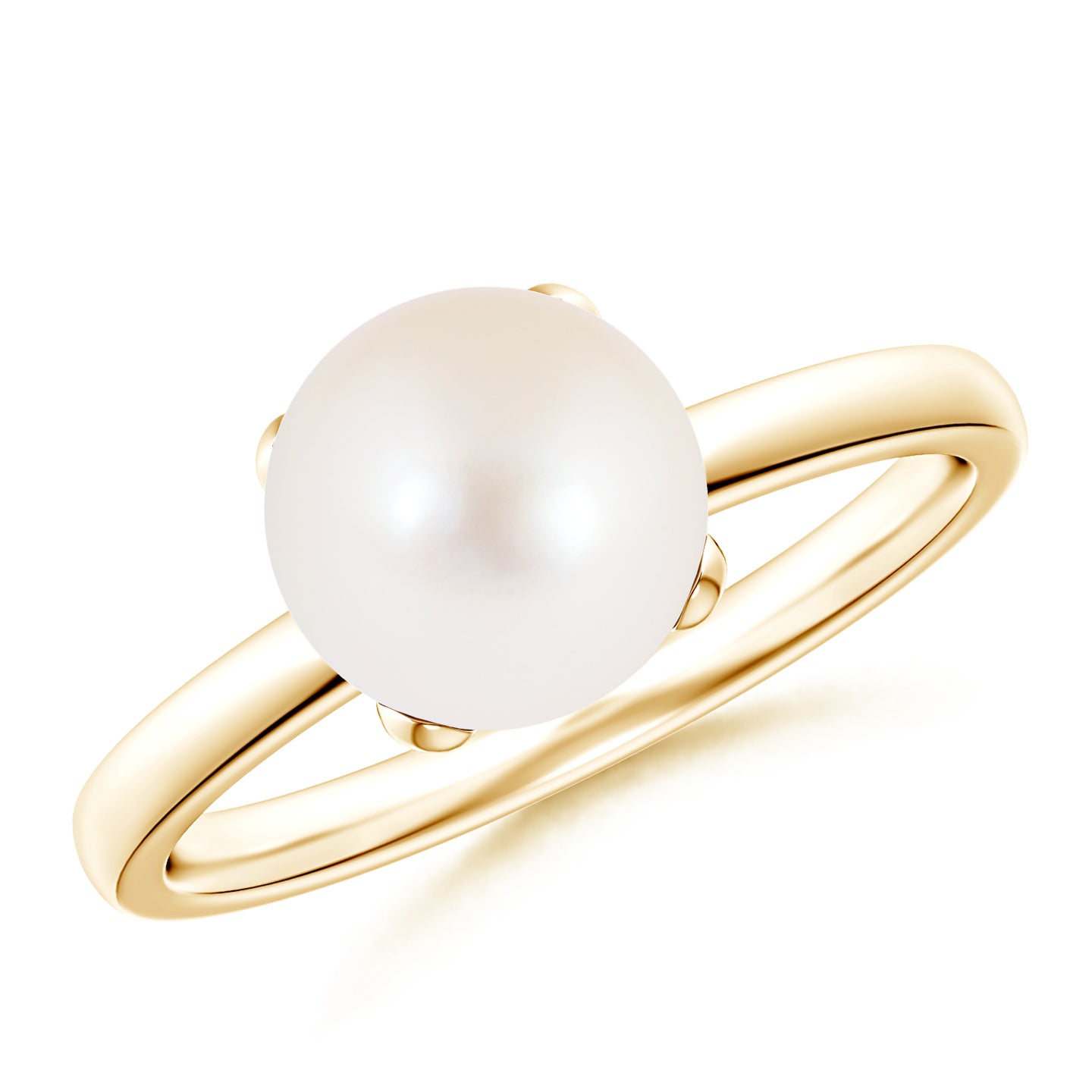 8mm AAA Classic Solitaire Freshwater Pearl Ring in Yellow Gold