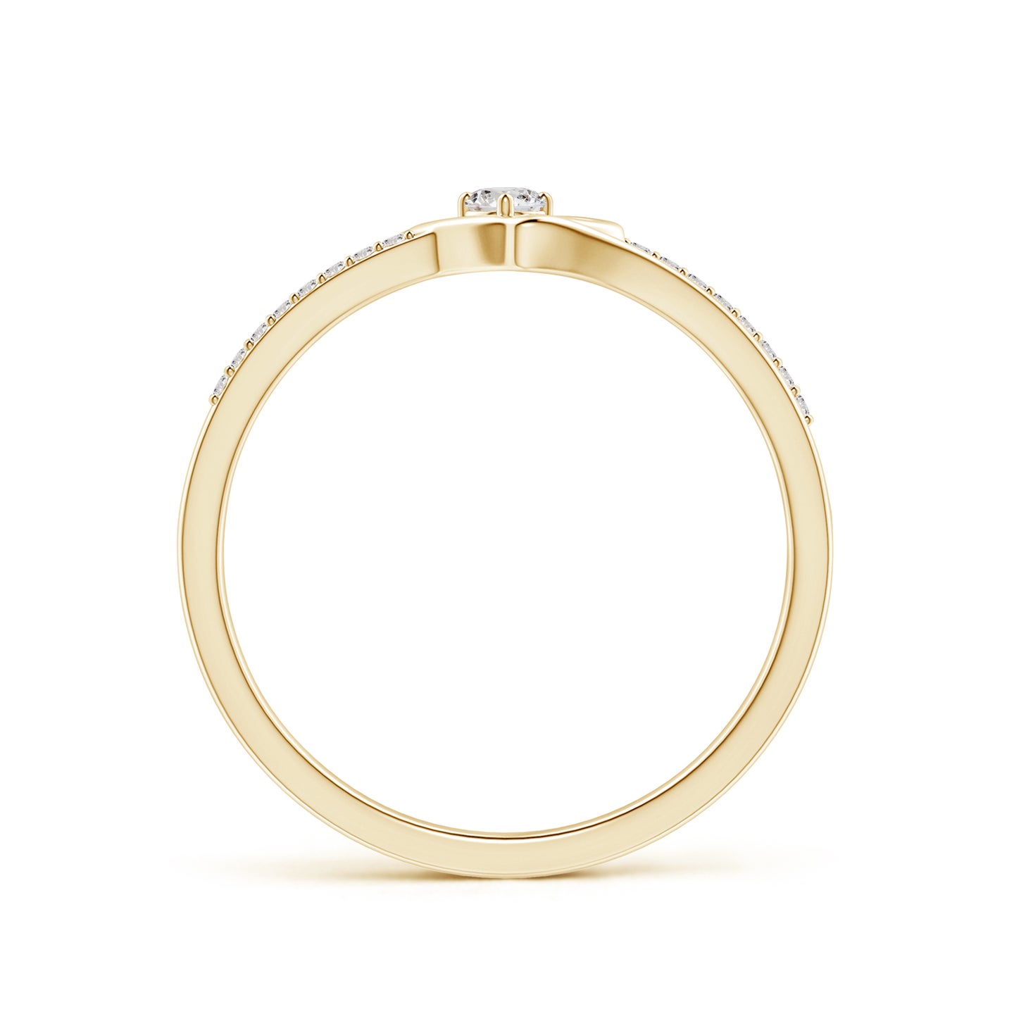 2.5mm IJI1I2 Round Diamond Split Shank Heart Promise Ring in Yellow Gold