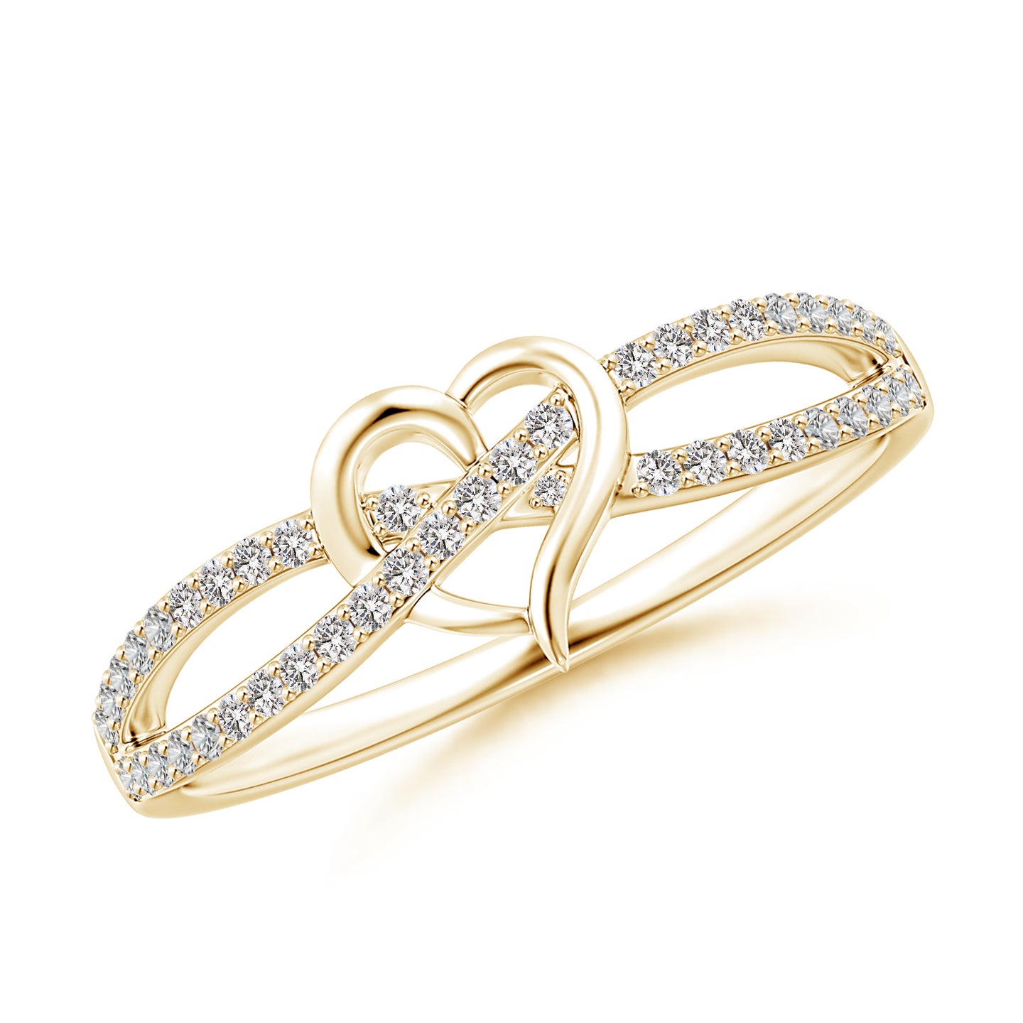 1mm IJI1I2 Round Diamond Criss Cross Heart Promise Ring in Yellow Gold 1mm IJI1I2 Round Diamond Criss Cross Heart Promise Ring in Yellow Gold
