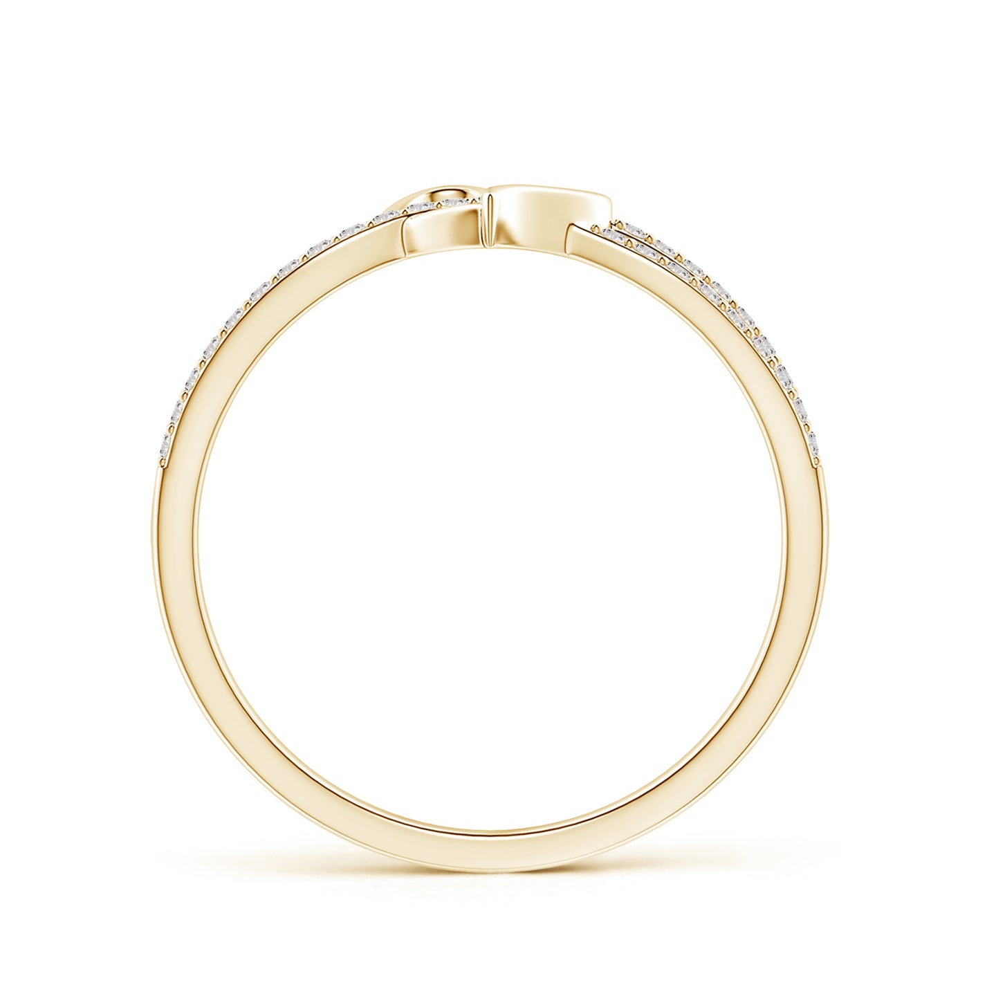 1mm IJI1I2 Round Diamond Criss Cross Heart Promise Ring in Yellow Gold