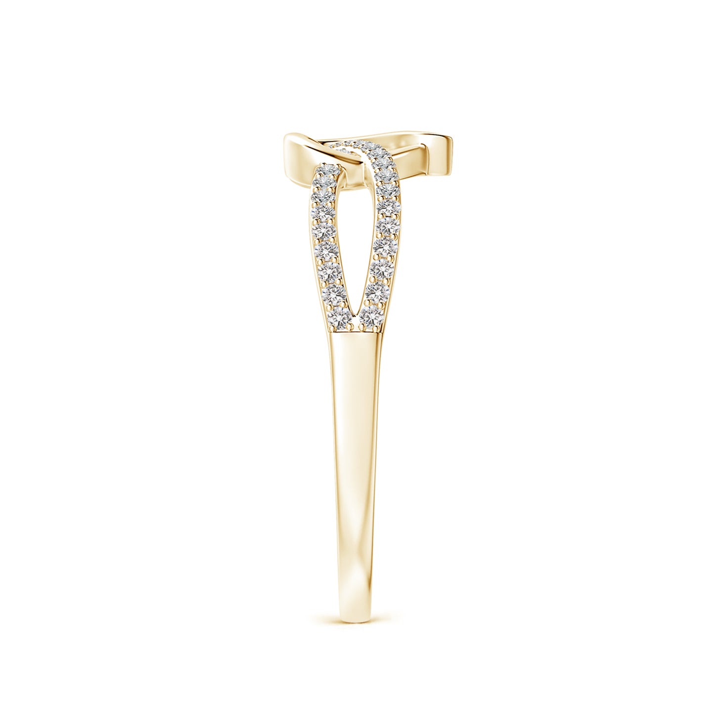 1mm IJI1I2 Round Diamond Criss Cross Heart Promise Ring in Yellow Gold