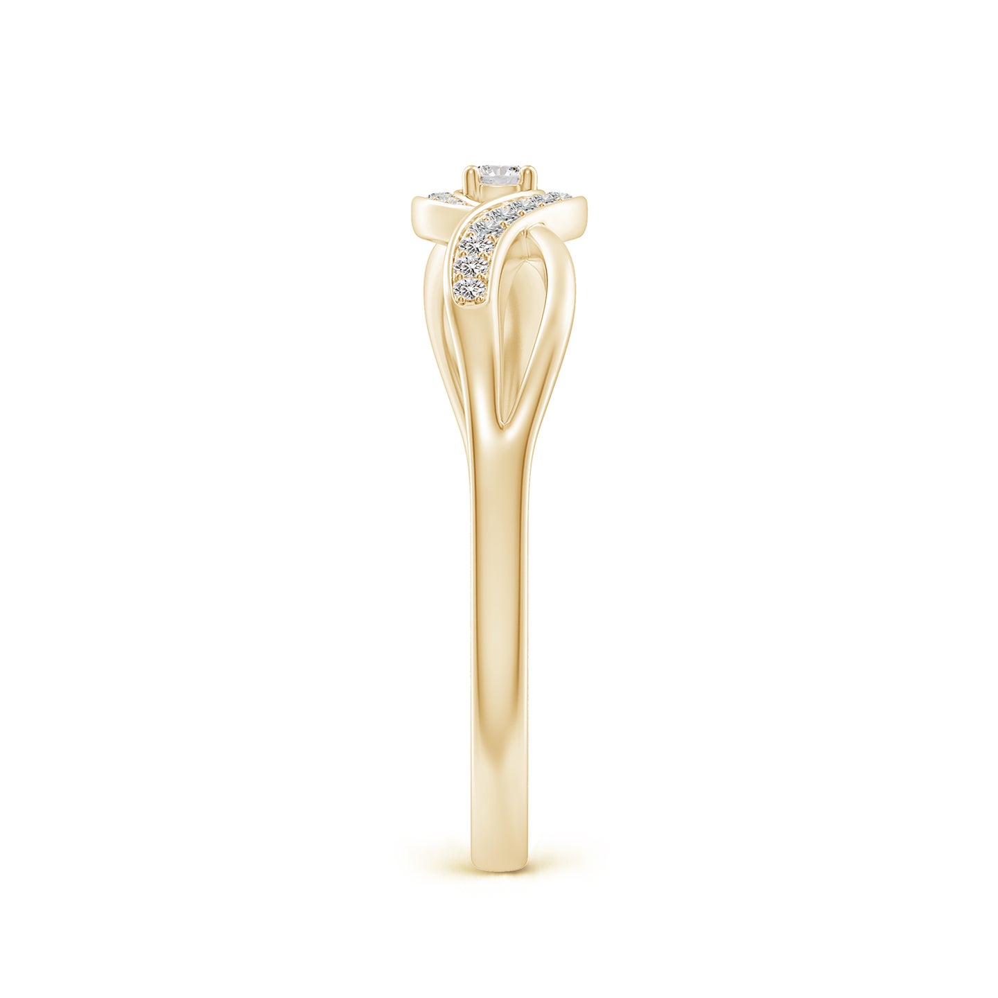 2.2mm IJI1I2 Solitaire Round Diamond Infinity Promise Ring in Yellow Gold