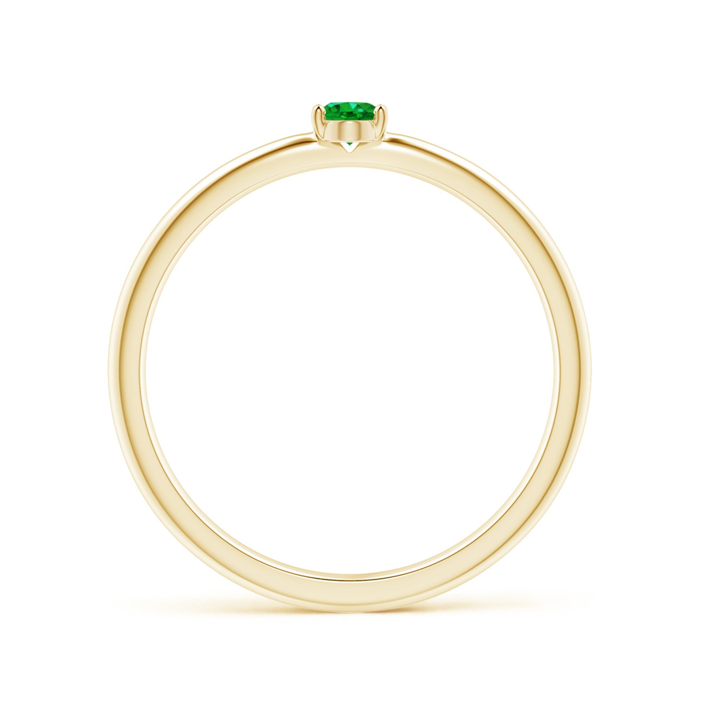 4x3mm AAAA Classic Solitaire Oval Emerald Promise Ring in Yellow Gold