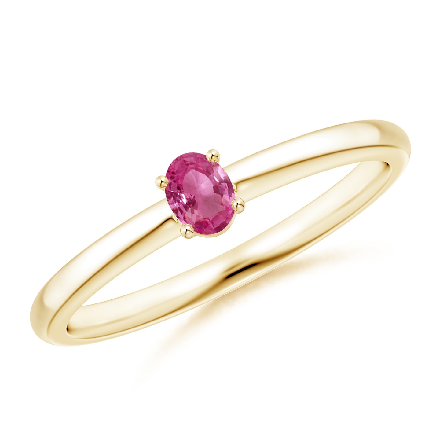 Classic Solitaire Oval Pink Sapphire Promise Ring