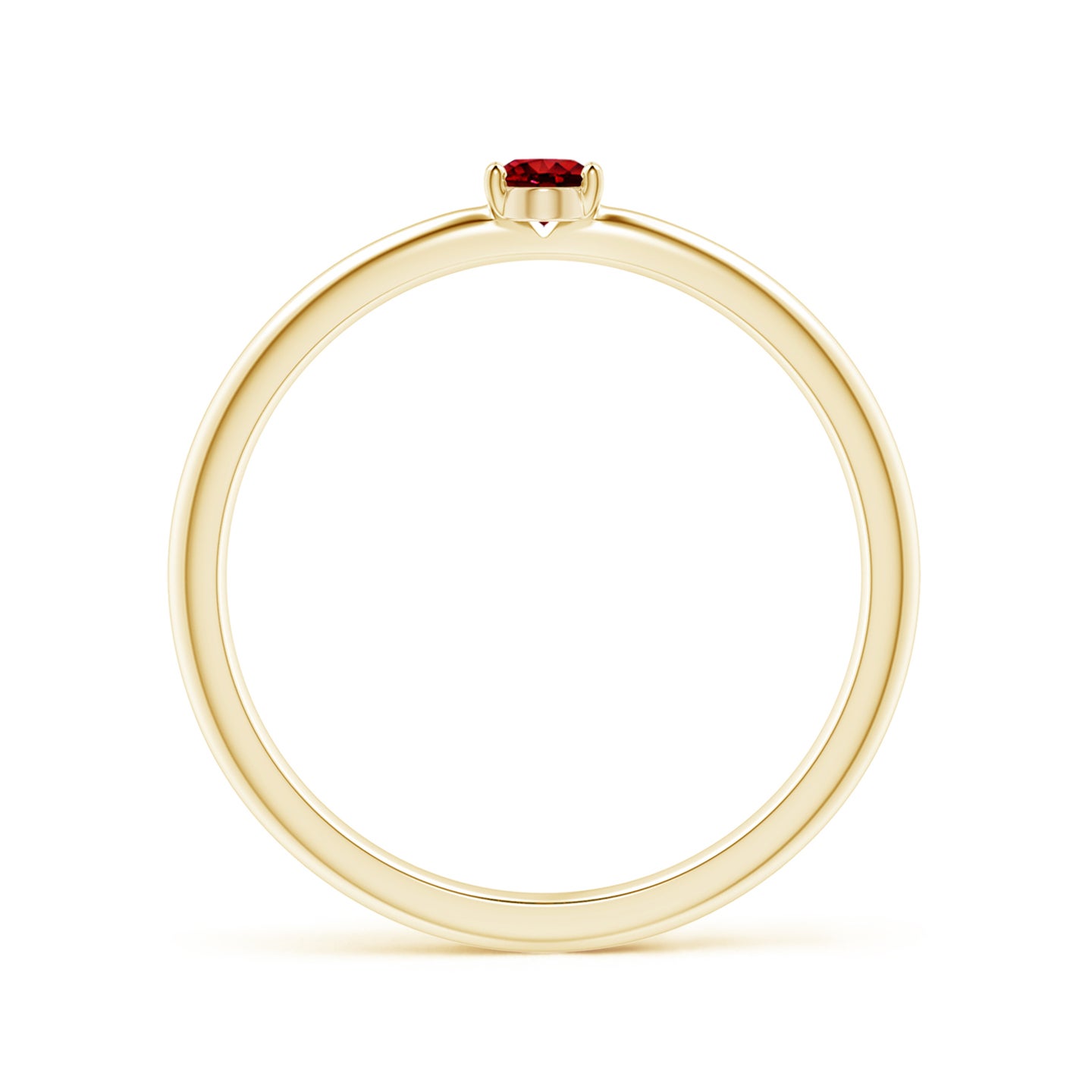 4x3mm AAAA Classic Solitaire Oval Ruby Promise Ring in Yellow Gold