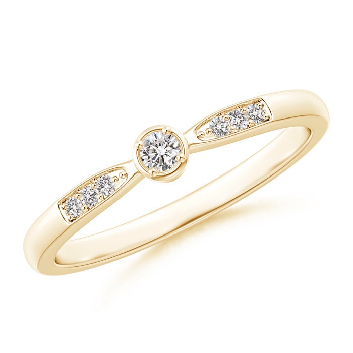2.3mm IJI1I2 Tapered Round Diamond Solitaire Promise Ring in Yellow Gold