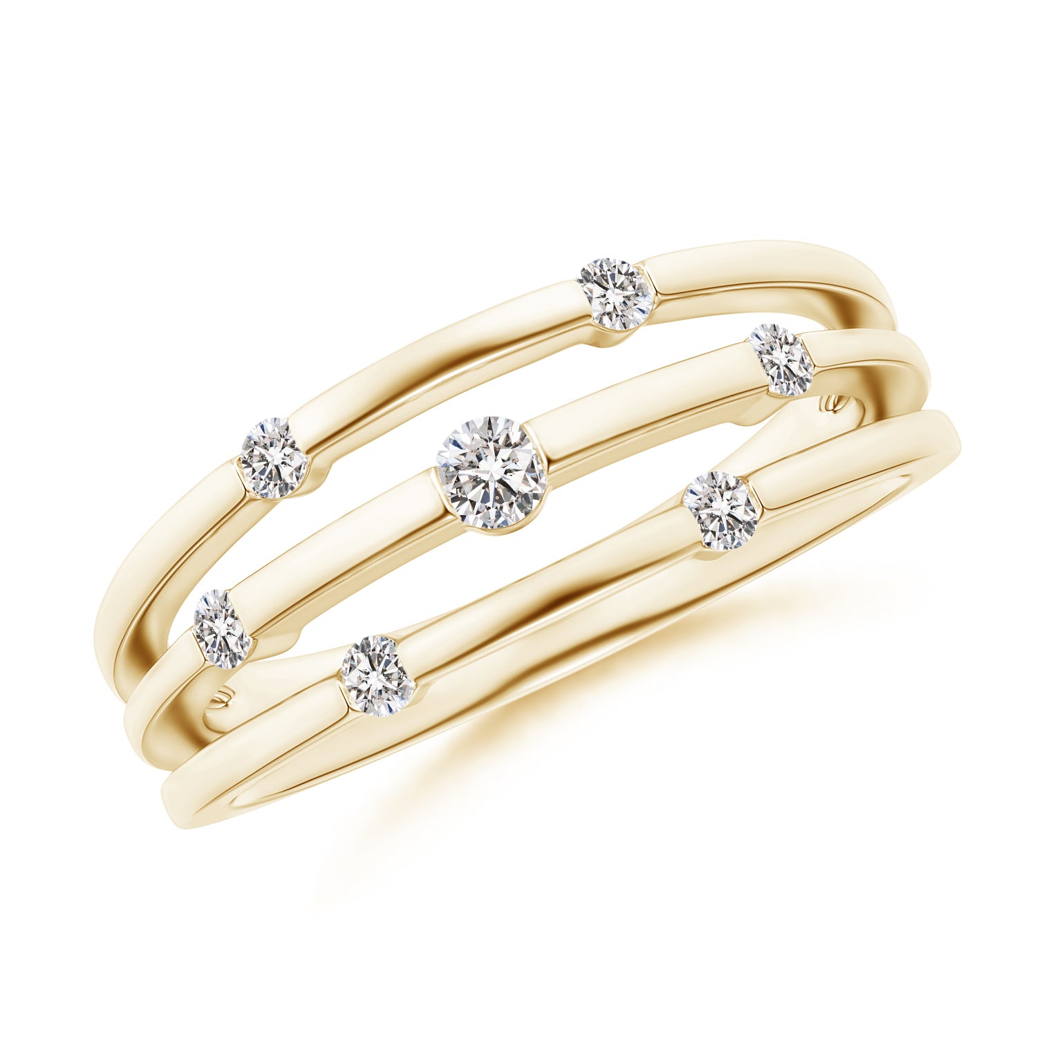 Triple Row Dotted Diamond Orbit Ring | Angara India