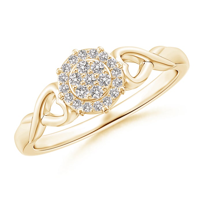 1.35mm IJI1I2 Diamond Clustre Heart Halo Ring in Yellow Gold